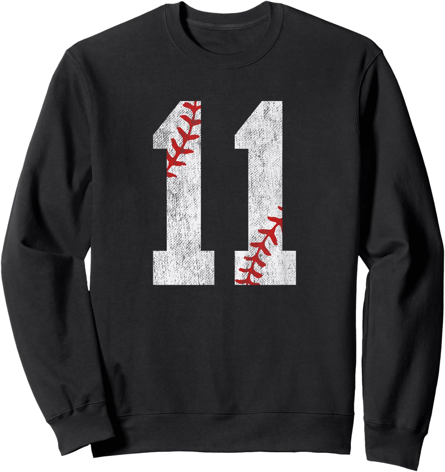 Number #11 Vintage 11th Birthday Baseball Lover 11 Years Old Sweatshirt - Sweatshirt | Black