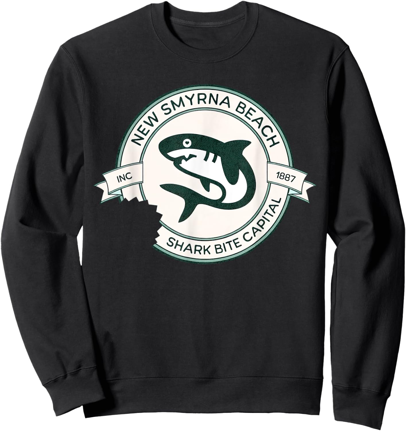 New Smyrna Beach: Shark Bite Capital Of The World Graphic Women Girls Kids Sweatshirt - Sweatshirt | Black