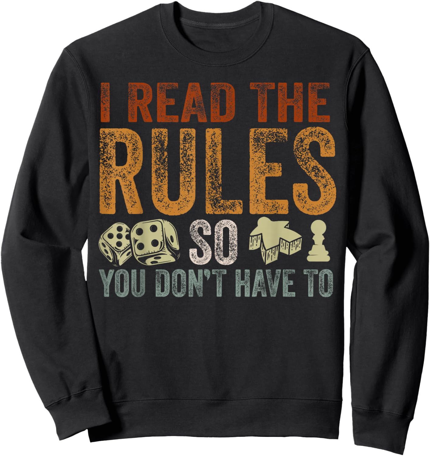 Board Games Vintage Game Night Men Women I Read The Rules Sweatshirt - Sweatshirt | Black