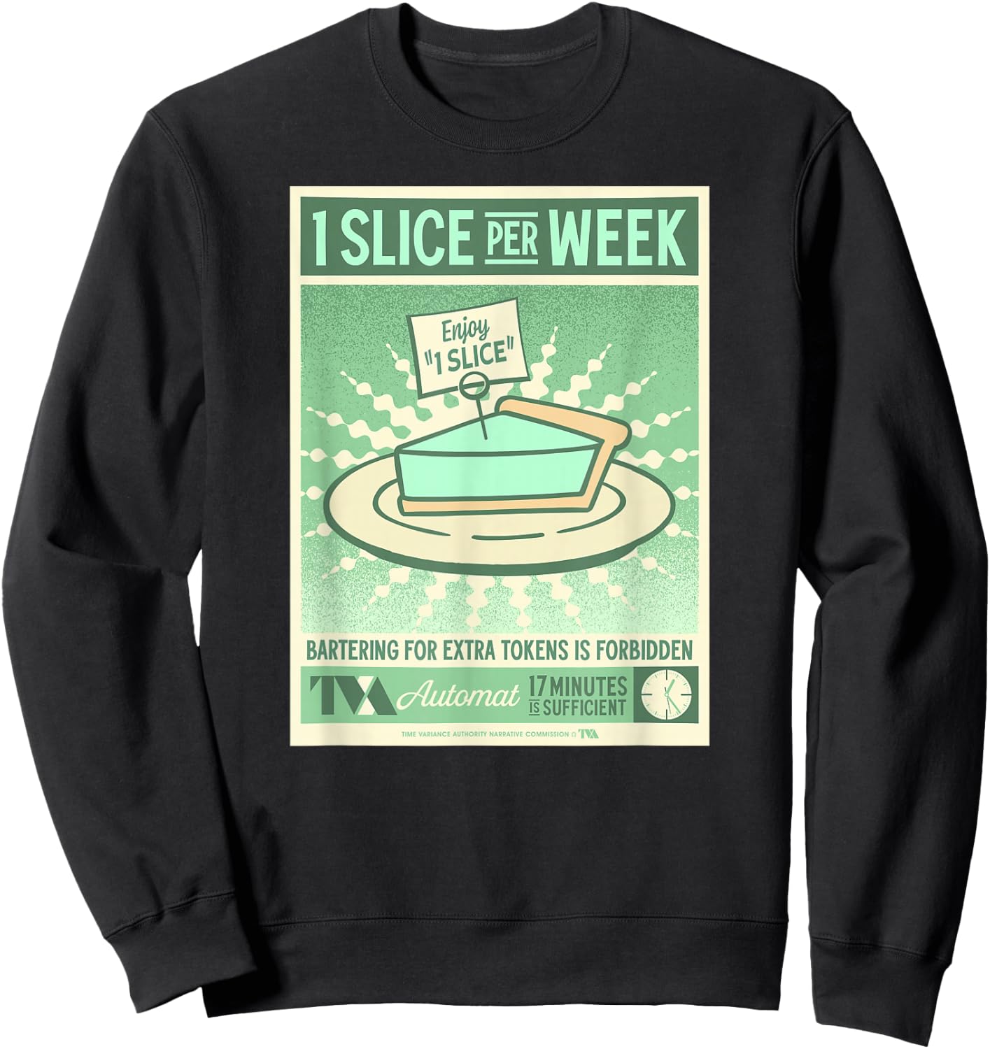 Marvel Studios Loki Season 2 TVA Automat 1 Slice of Pie MCU Sweatshirt - Sweatshirt | Black