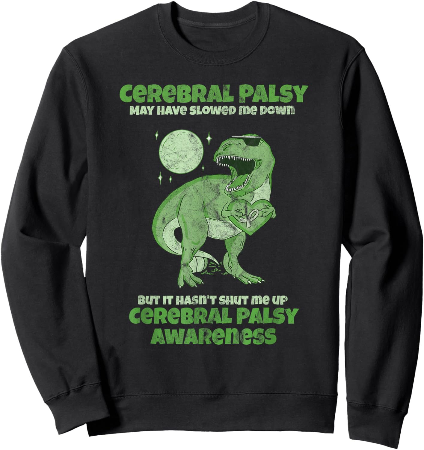 CP Brain Damage Cute Dinosaur Kids Cerebral Palsy Awareness Sweatshirt - Sweatshirt | Black