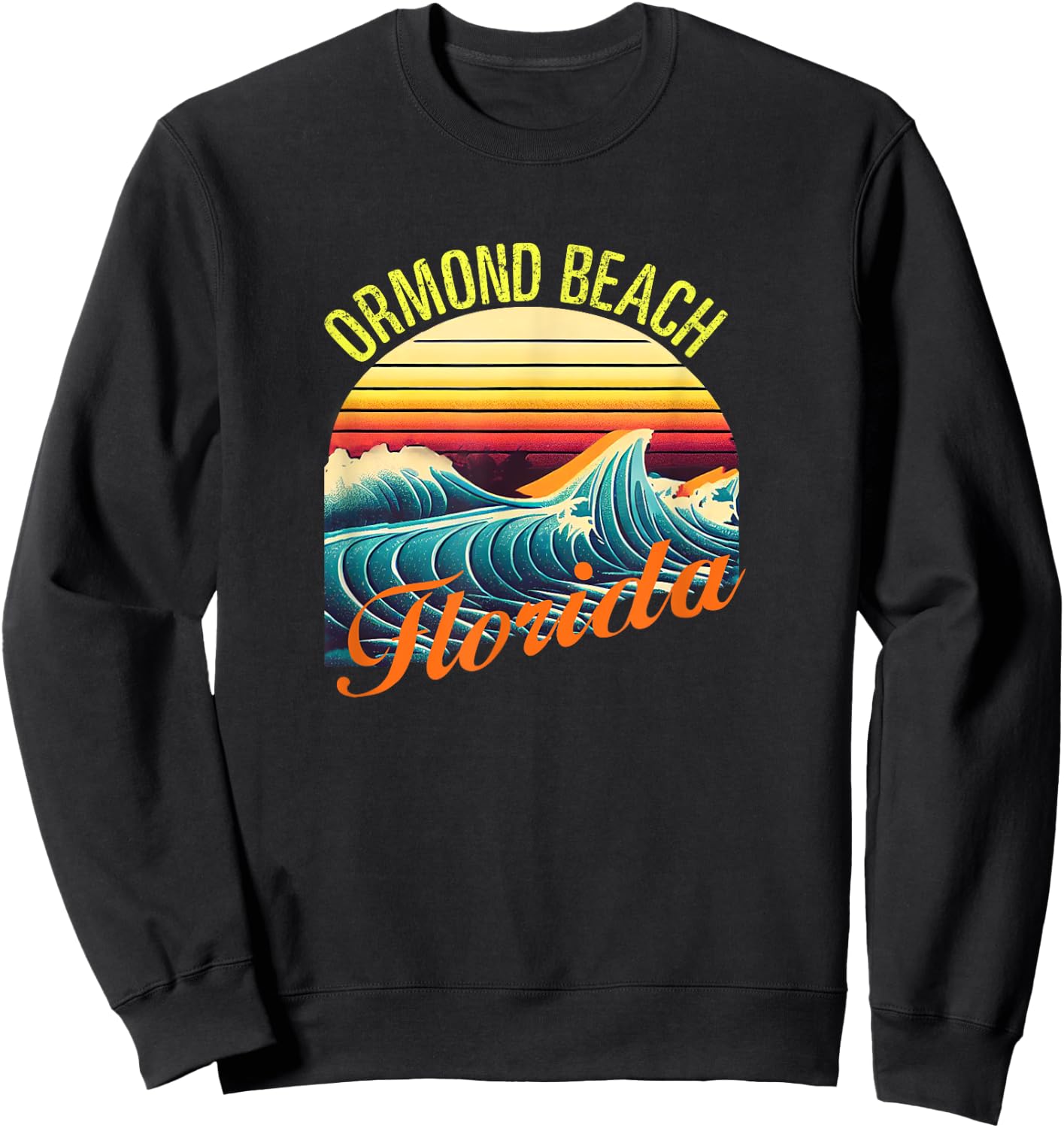 Ormond Beach Retro Surf Apparel & Beachwear, Ormond Beach Sweatshirt - Sweatshirt | Black