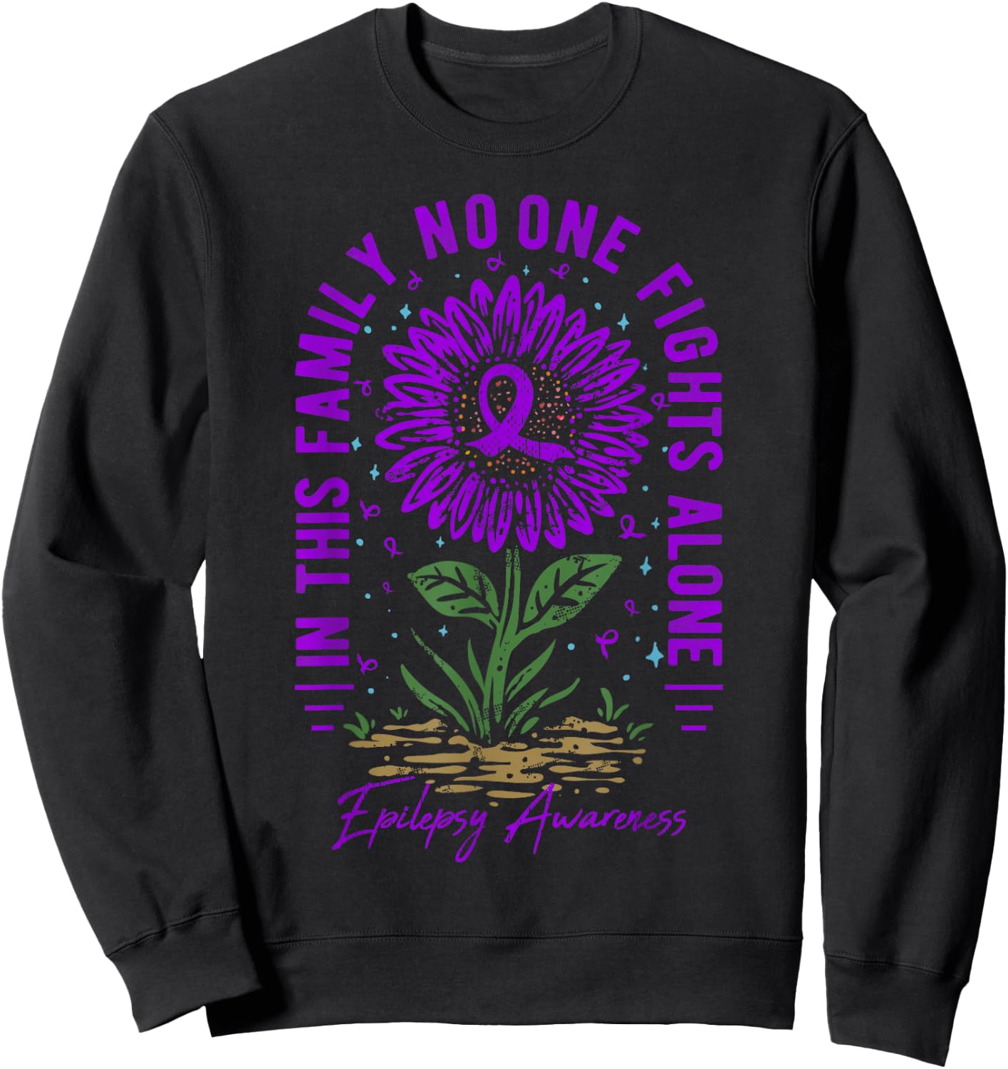 In This Family No One Fight Alone Epilepsy Awareness Sweatshirt - Sweatshirt | Black