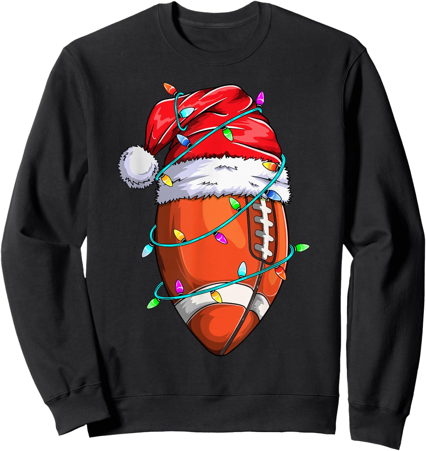 Santa Sports Design Boys Christmas Football Player Sweatshirt - Sweatshirt | Black