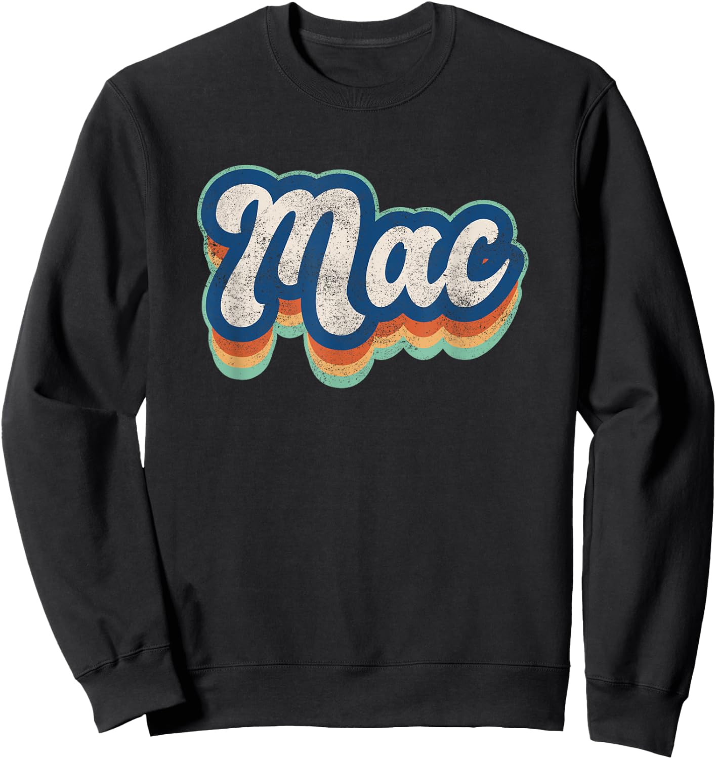 Mac First Name Boy Vintage Style 70s 80s Personalized Sweatshirt - Sweatshirt | Black