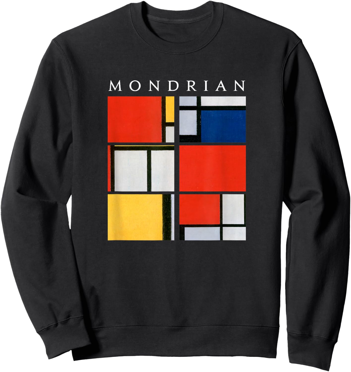 Mondrian: Composition with Red, Yellow, Blue, & Black (1921) Sweatshirt - Sweatshirt | Black