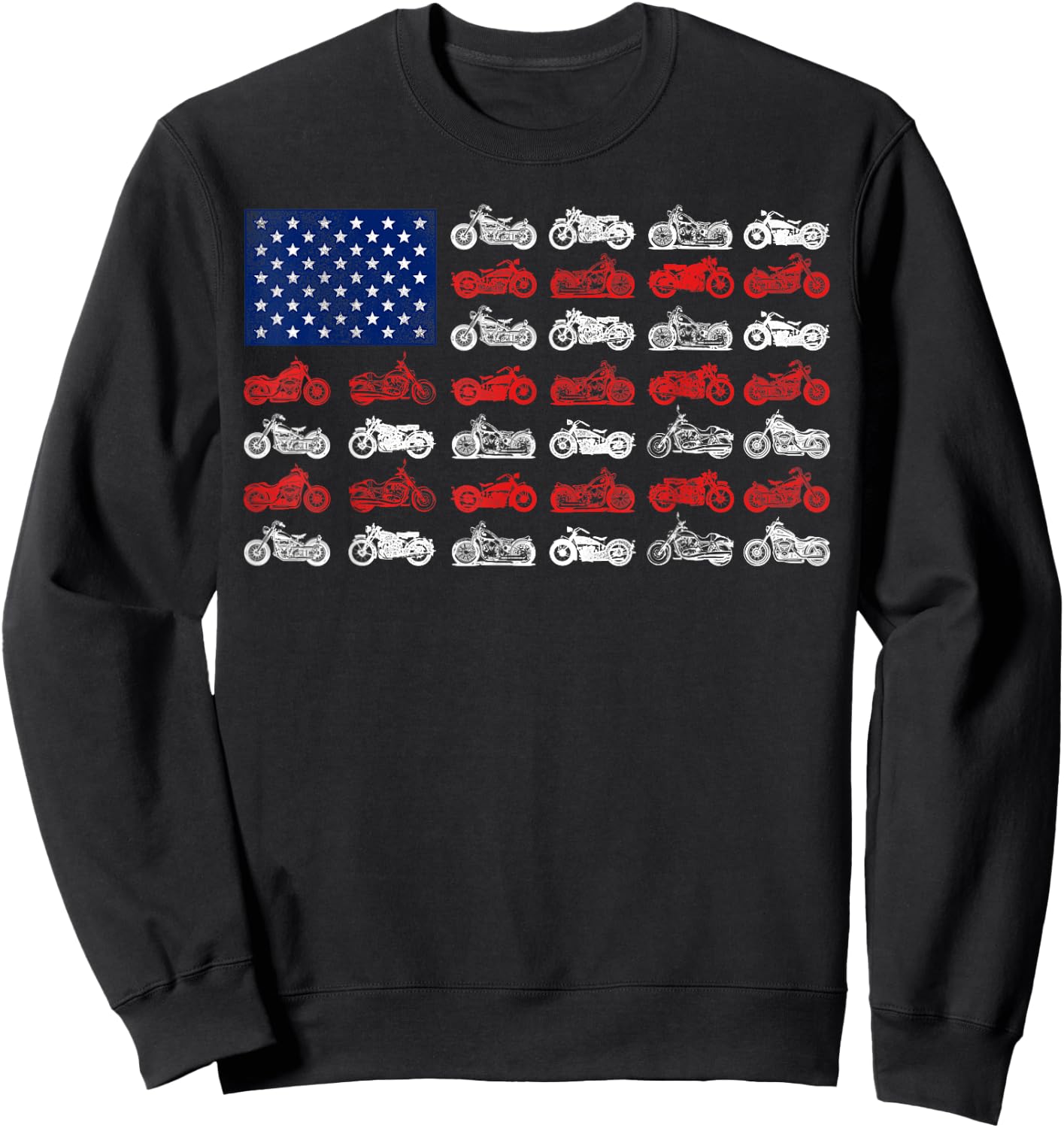 Classic Motorcycle Biker American Flag Women Men Sweatshirt - Sweatshirt | Black