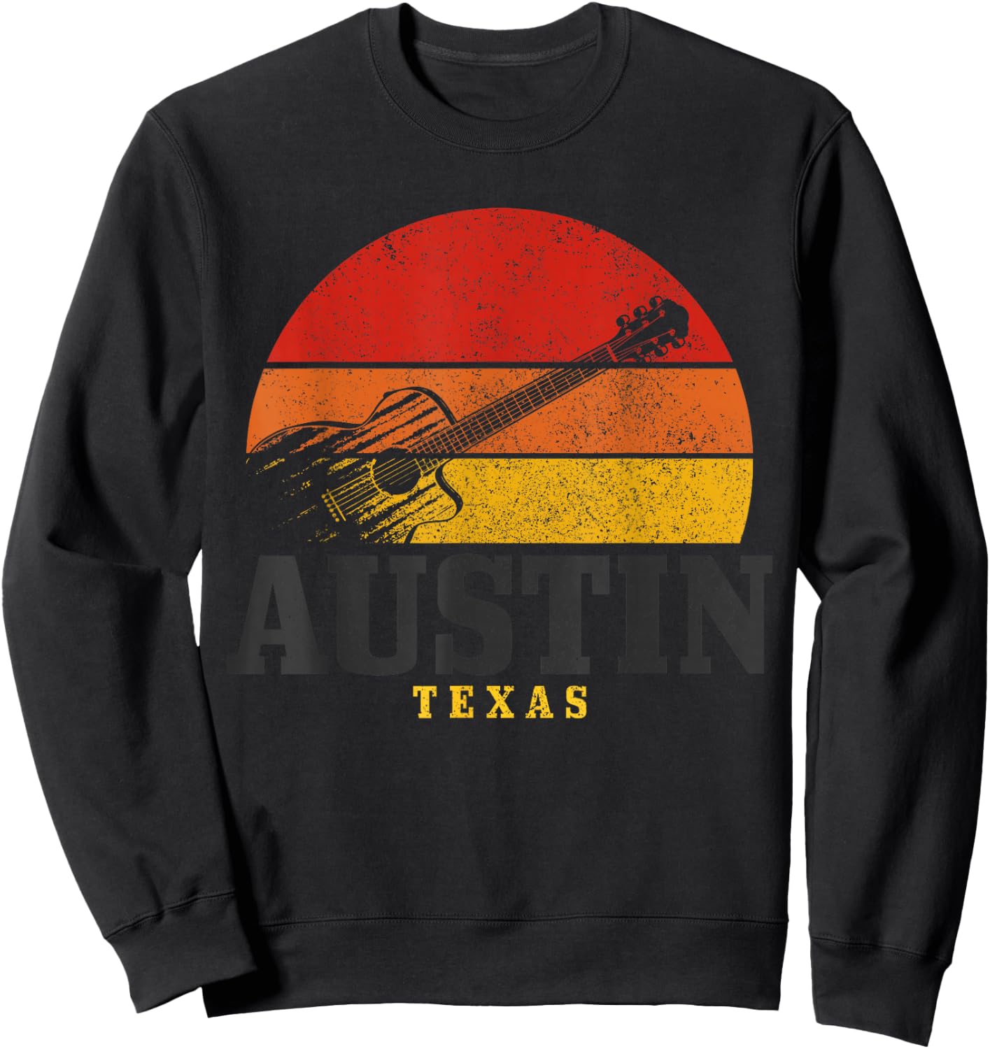 Austin Texas Guitar Country Music Folk Jazz Vintage Sweatshirt - Sweatshirt | Black