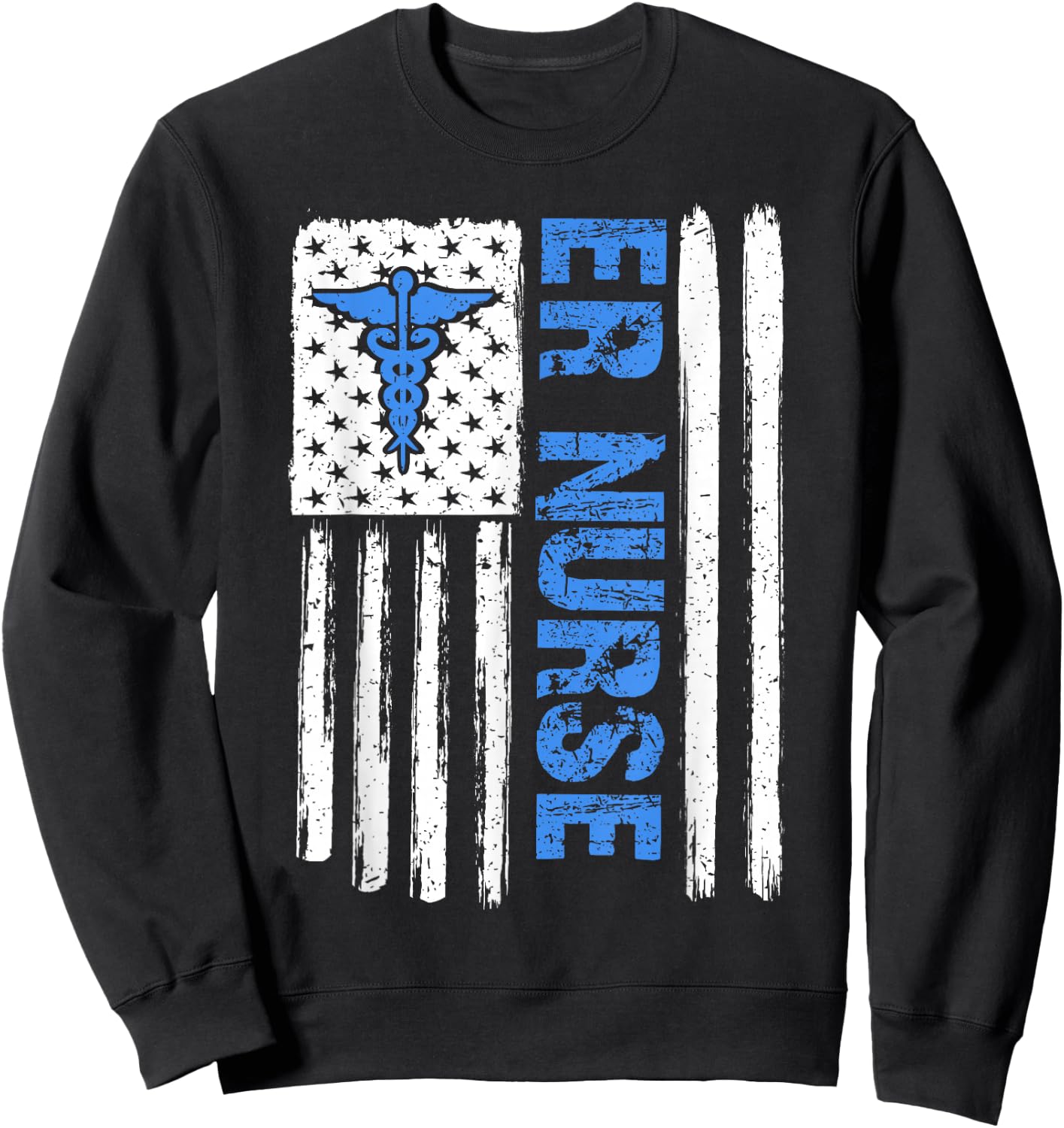 ER Nurse Emergency Room Nurse US flag vintage Sweatshirt - Sweatshirt | Black