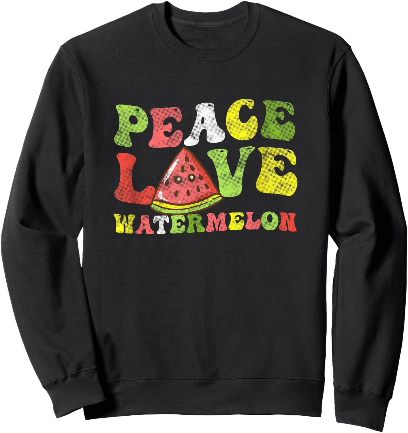 Peace Love Watermelon Summer Women Sweatshirt - Sweatshirt | Black