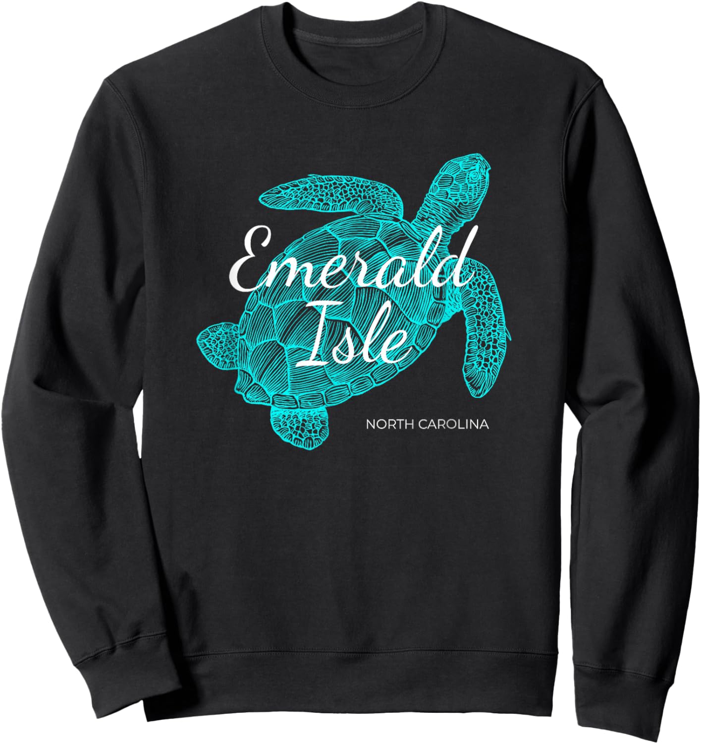 Emerald Isle North Carolina Vacation With A Turtle Graphic Sweatshirt - Sweatshirt | Black