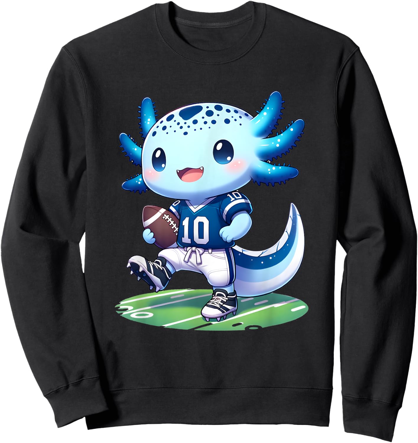 Funny axolotl football player boys girls Sweatshirt - Sweatshirt | Black