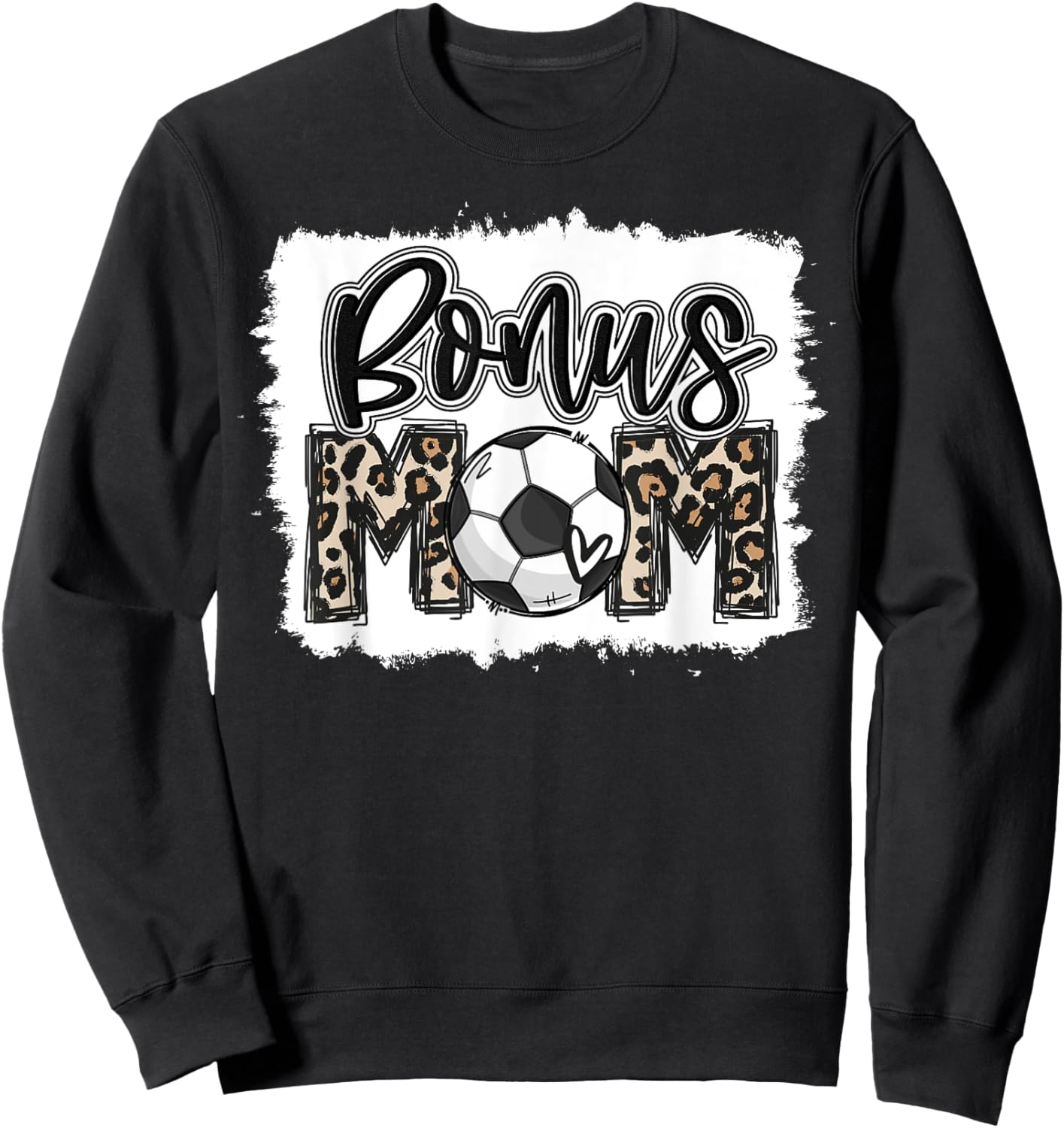 Funny Soccer Bonus Mom Leopard Mama Cool Mother's Day Cute Sweatshirt - Sweatshirt | Black