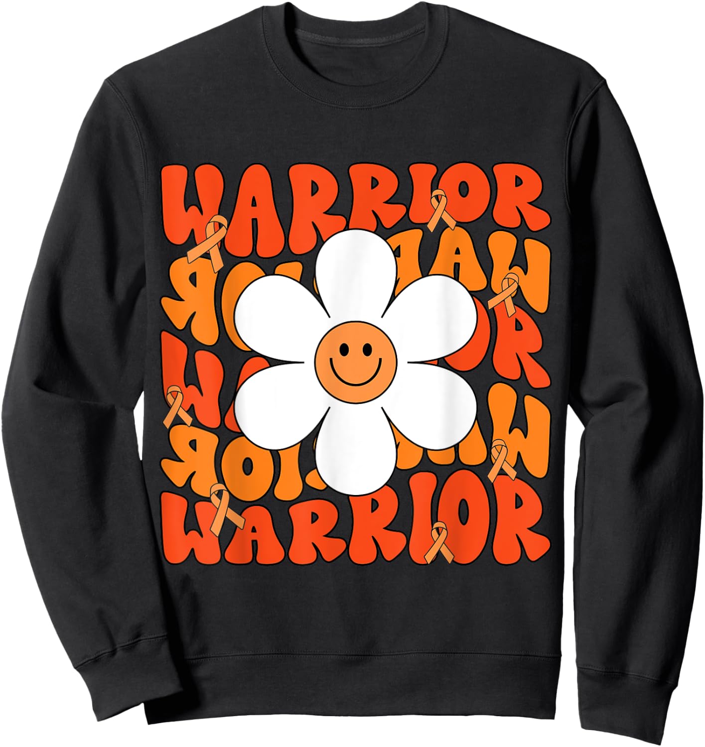 Leukemia Cancer Orange Ribbon Leukemia Cancer Warrior Sweatshirt - Sweatshirt | Black
