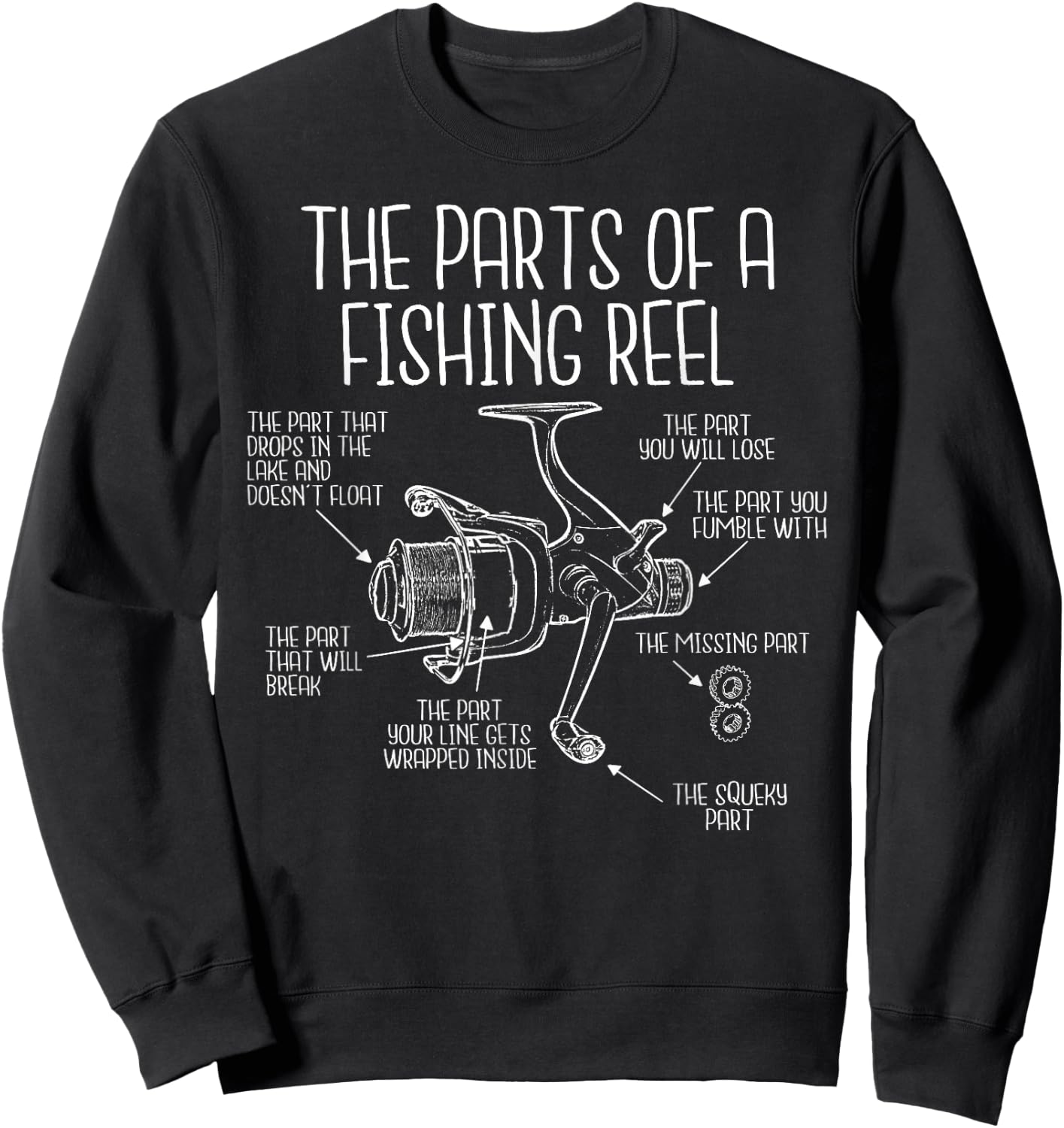The Parts of a Fishing Reel - Funny Fishing Fisherman Humor Small Sweatshirt - Sweatshirt | Black