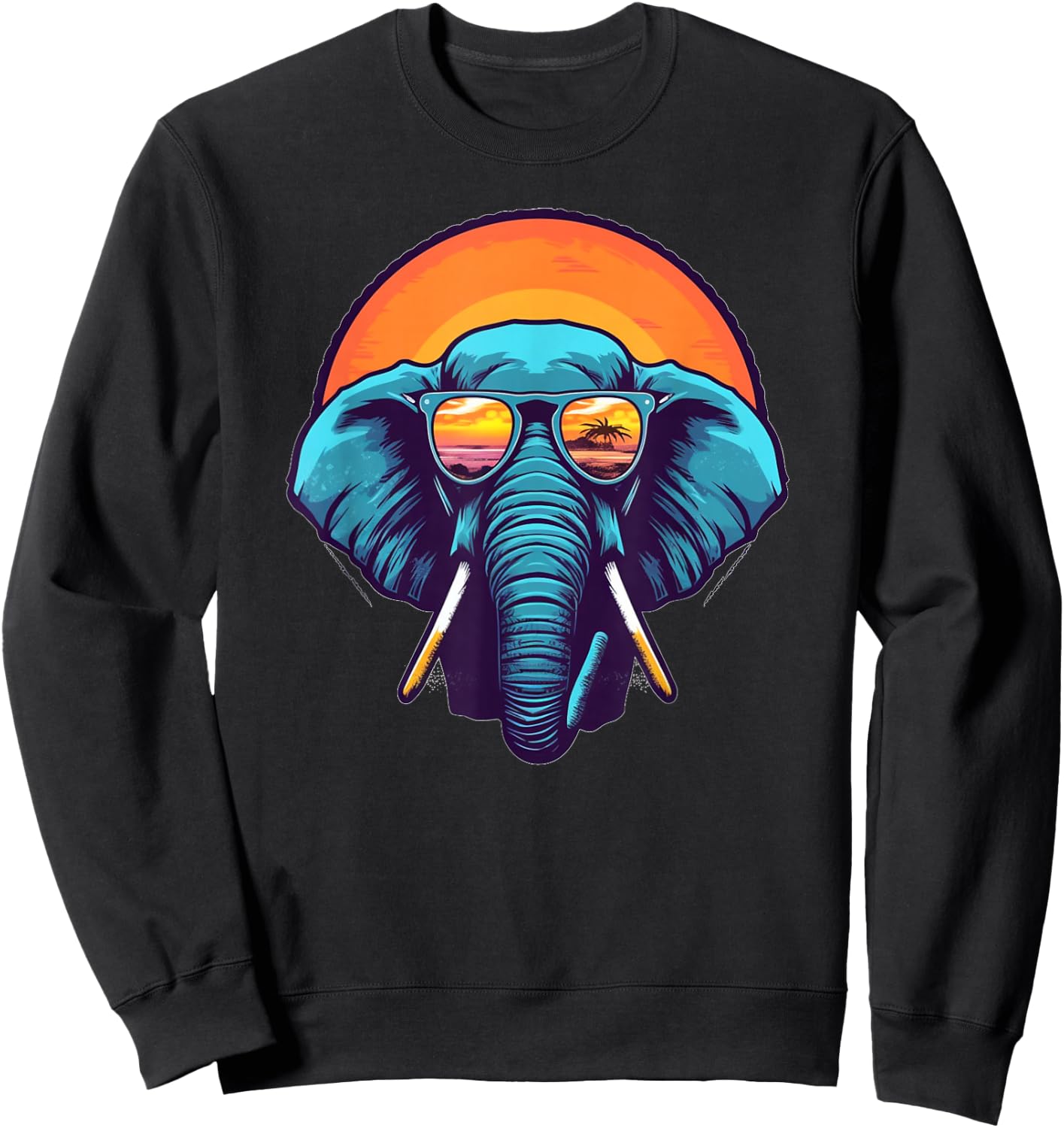 Funny looking Elephant with Sunglasses Sweatshirt - Sweatshirt | Black