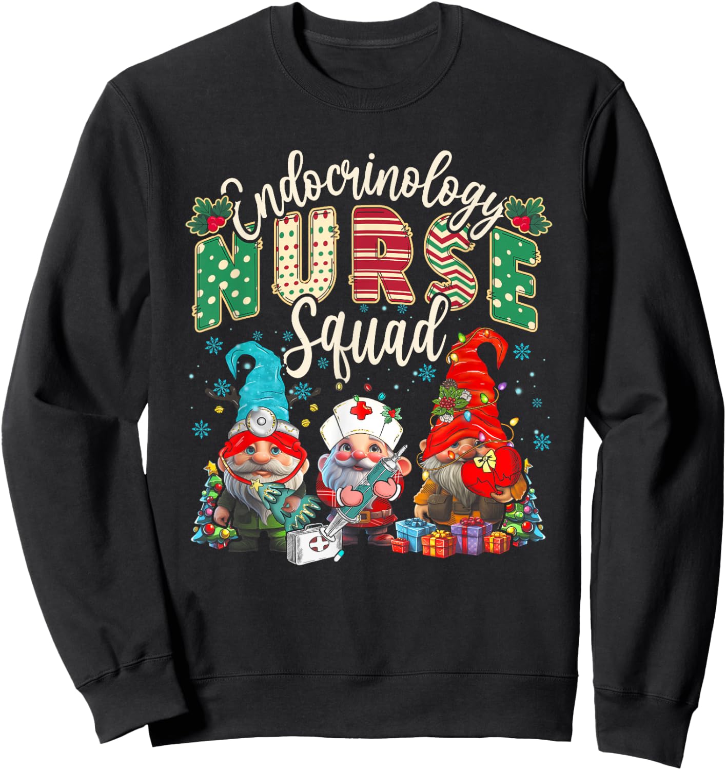 Endocrinology Nurse Squad Christmas Gnomes Endocrine Nurse Sweatshirt - Sweatshirt | Black