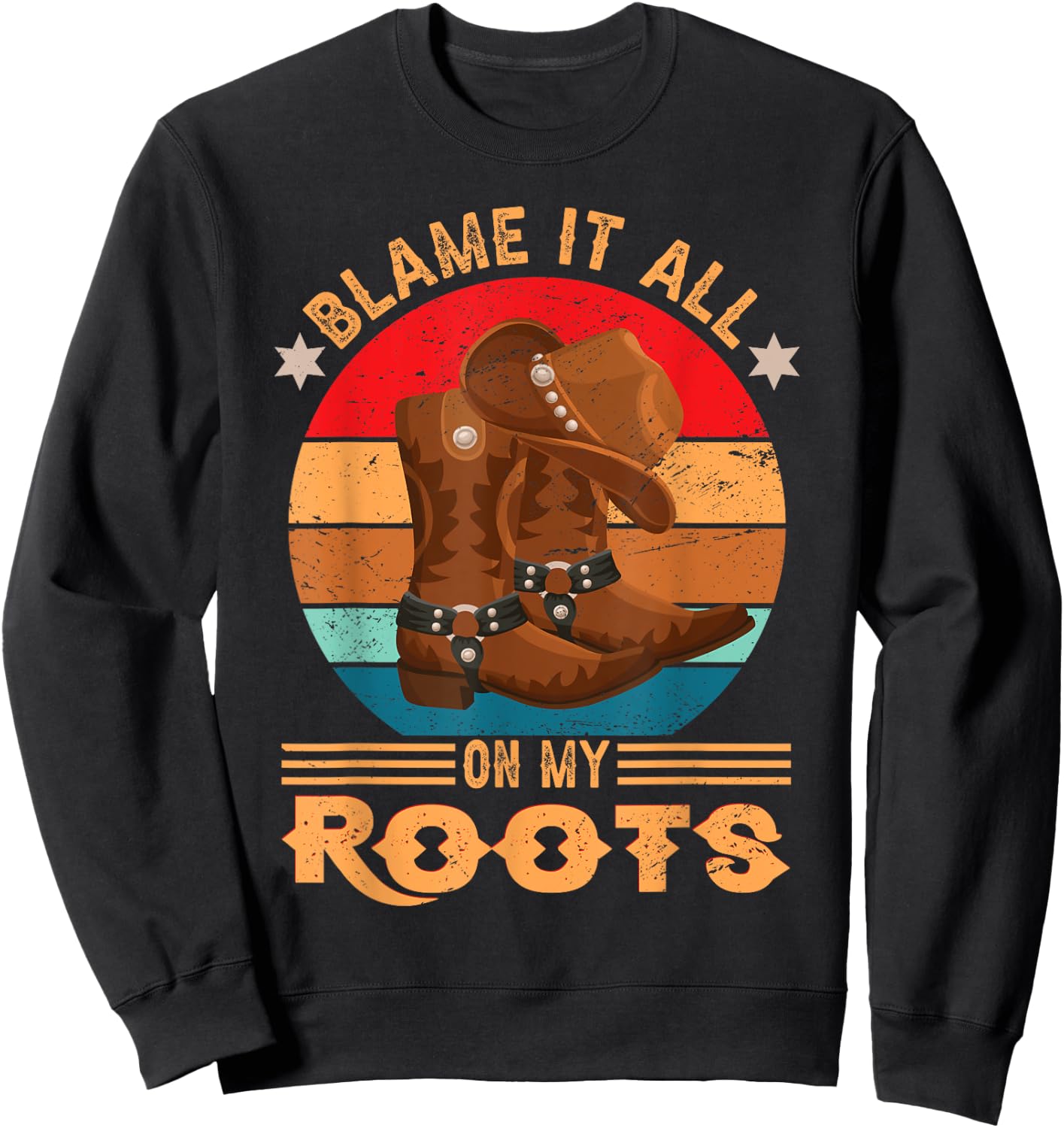 Funny Country Music Graphic Women Men Cowgirl Boots Western Sweatshirt - Sweatshirt | Black