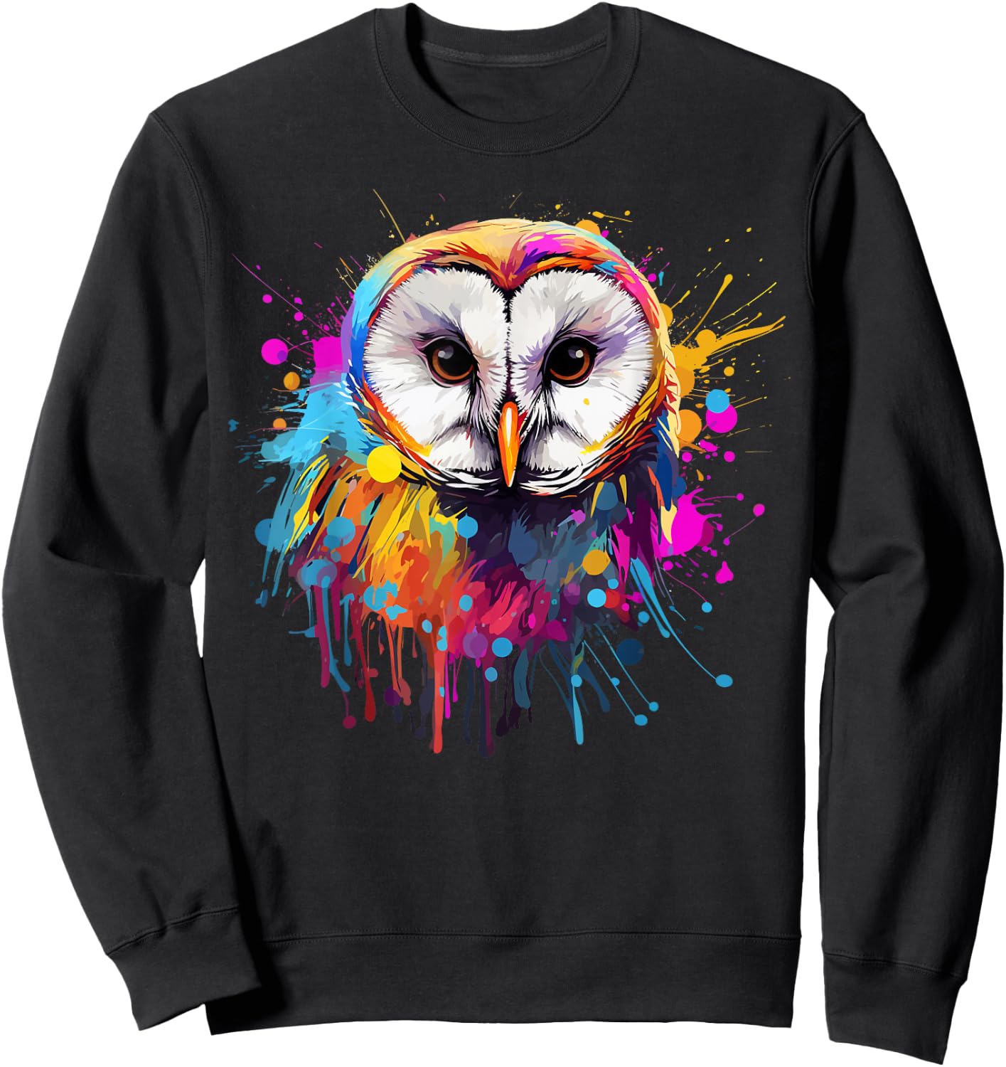 Colorful Splash Art Barn Owl Owls Lover Sweatshirt - Sweatshirt | Black