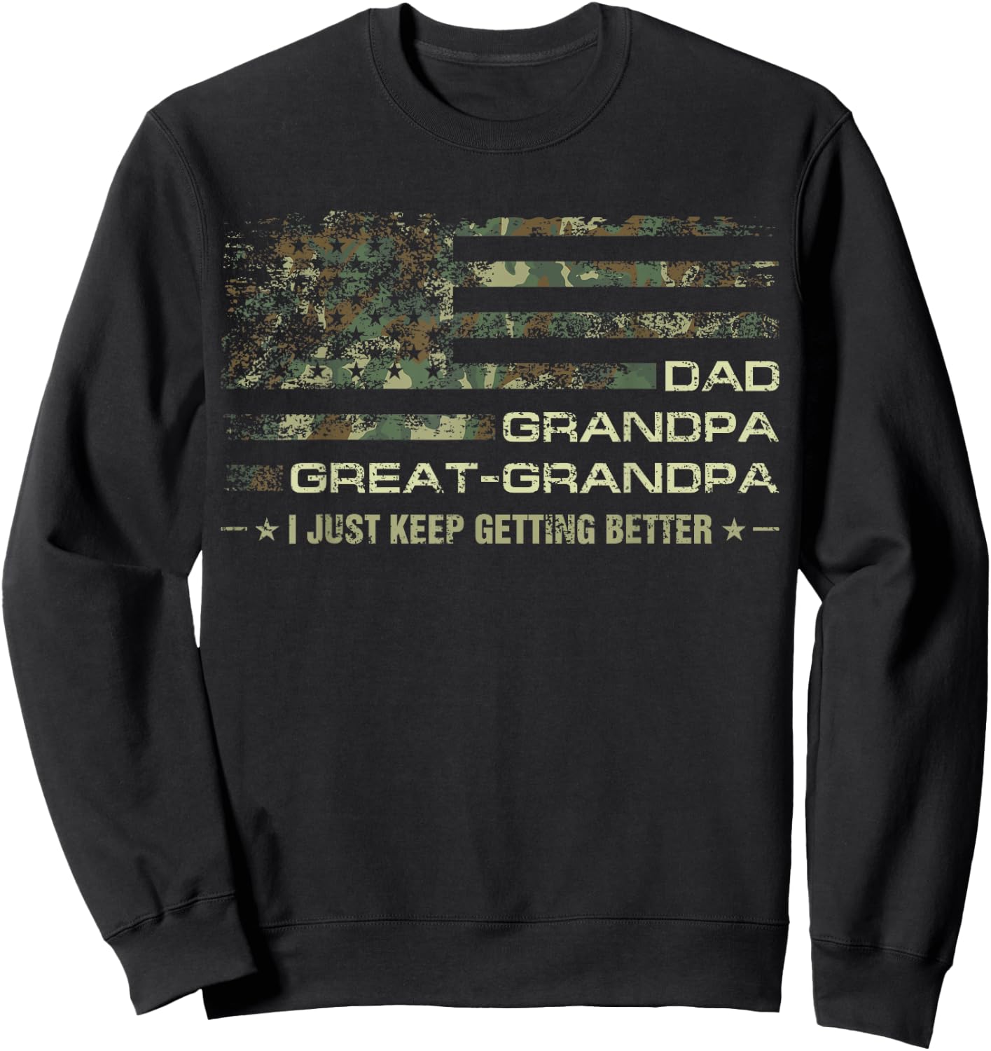 Grandpa Camouflage USA Flag Fathers Day Great-Grandpa Dad Sweatshirt - Sweatshirt | Black
