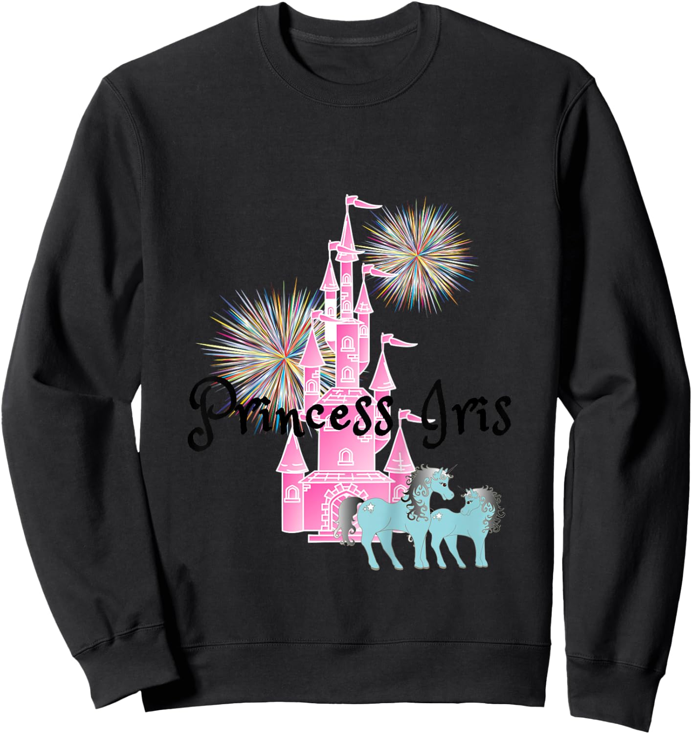 Kids Princess Iris Name Girls Personalized Custom Sweatshirt - Sweatshirt | Black