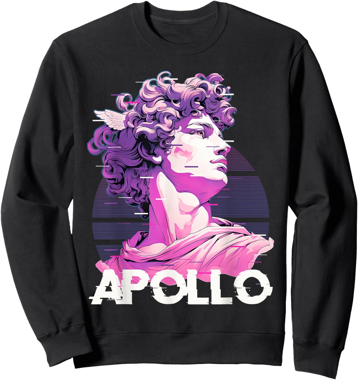 Apollo Greece God Glitch Aesthetic Greek Vaporwave Sweatshirt - Sweatshirt | Black