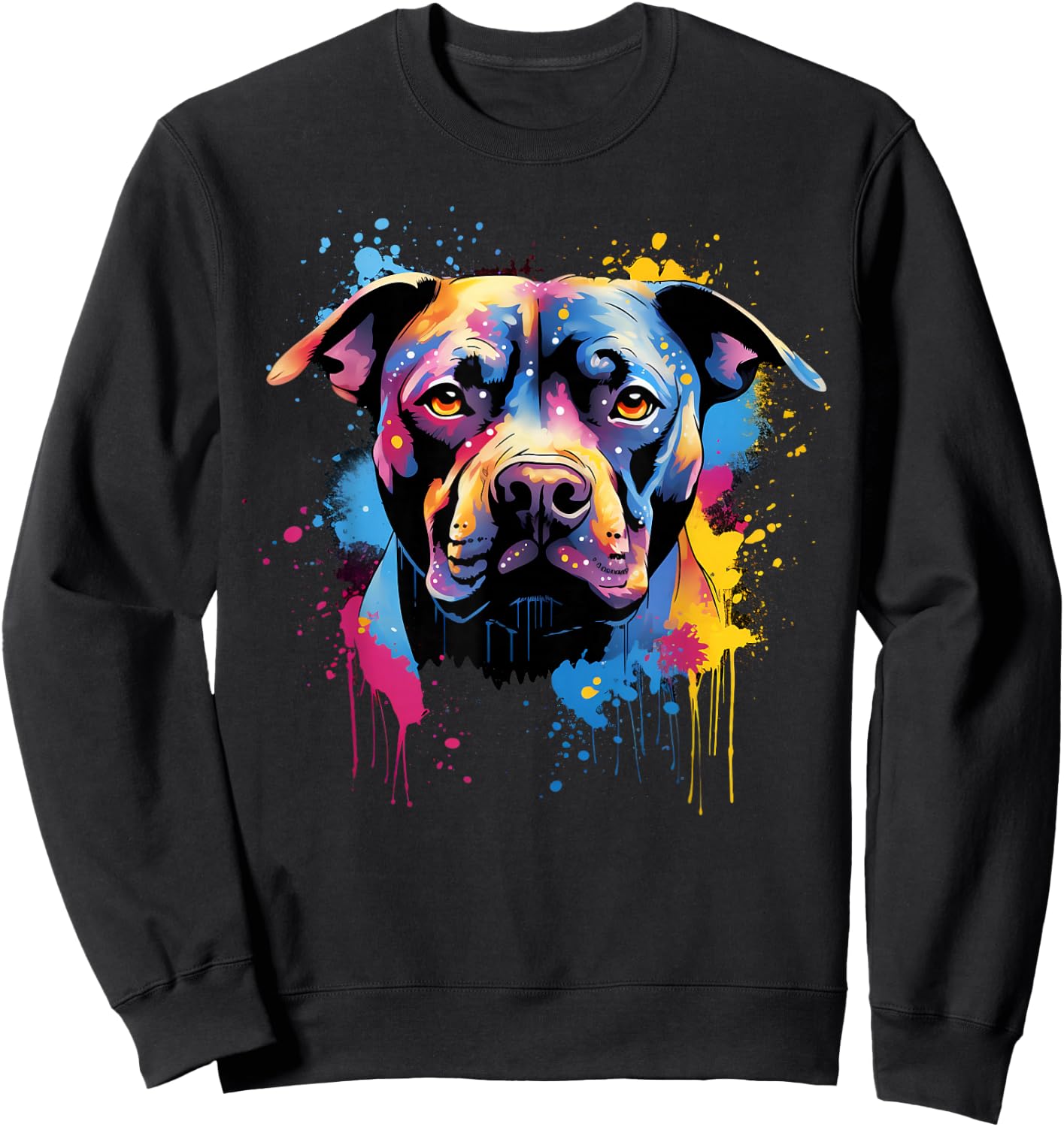 Cute painted Staffordshire Bull Terrier Sweatshirt - Sweatshirt | Black