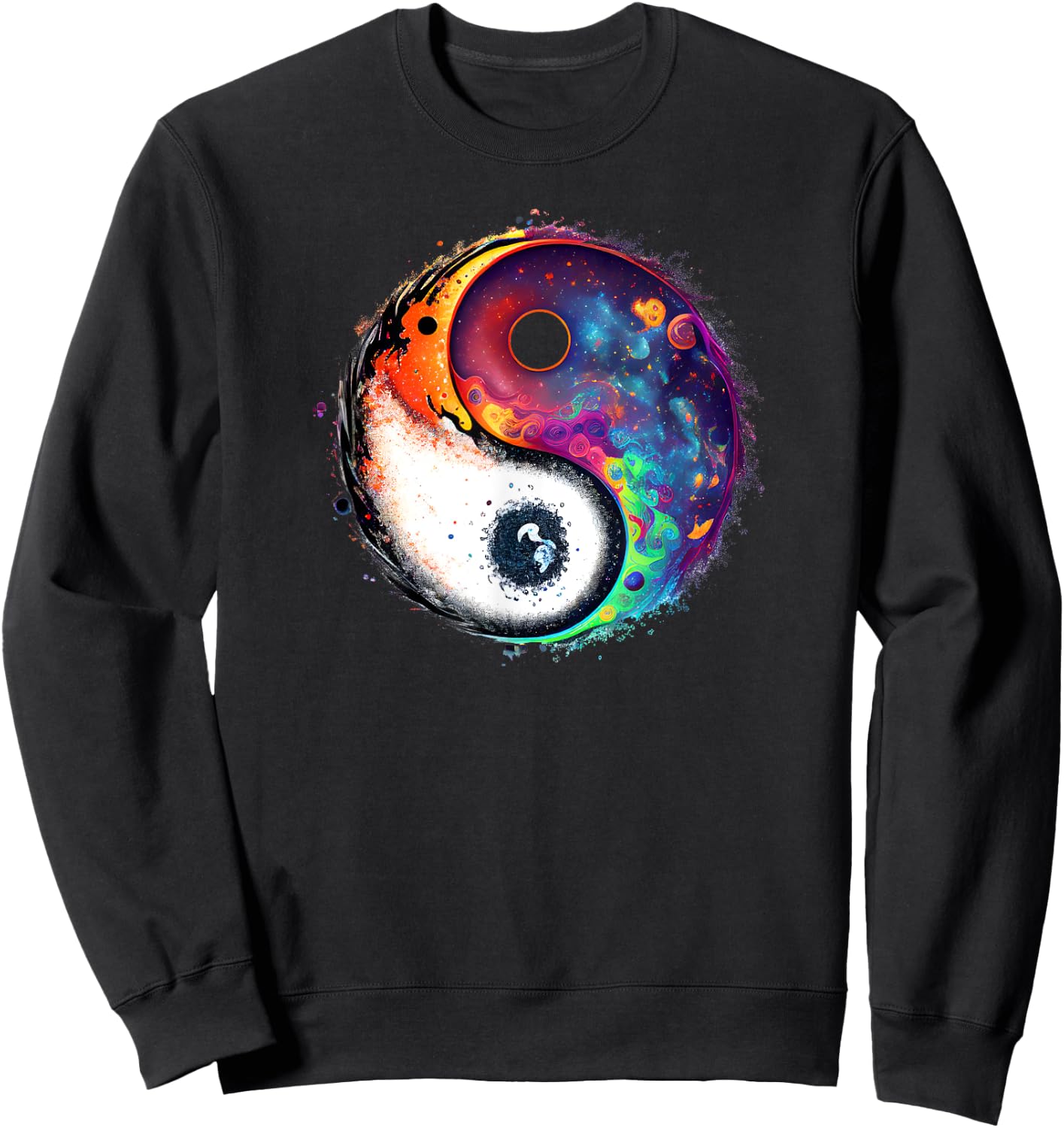 Yin Yang Feng Shui Ying Yang Zen Taijitu Colorful Galaxy Sweatshirt - Sweatshirt | Black