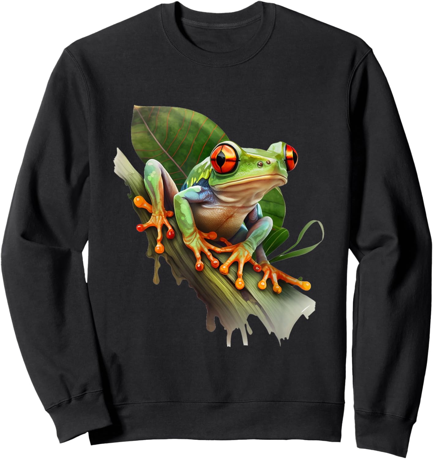 Red Eyed Tree Frog Rainforest Amphibian Green Body Tree Frog Sweatshirt - Sweatshirt | Black