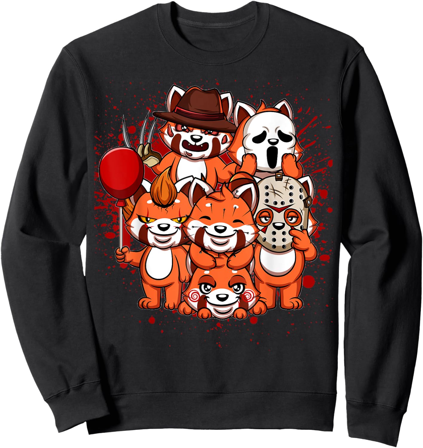 My Little Horror Crew - Halloween Red Pandas Sweatshirt - Sweatshirt | Black