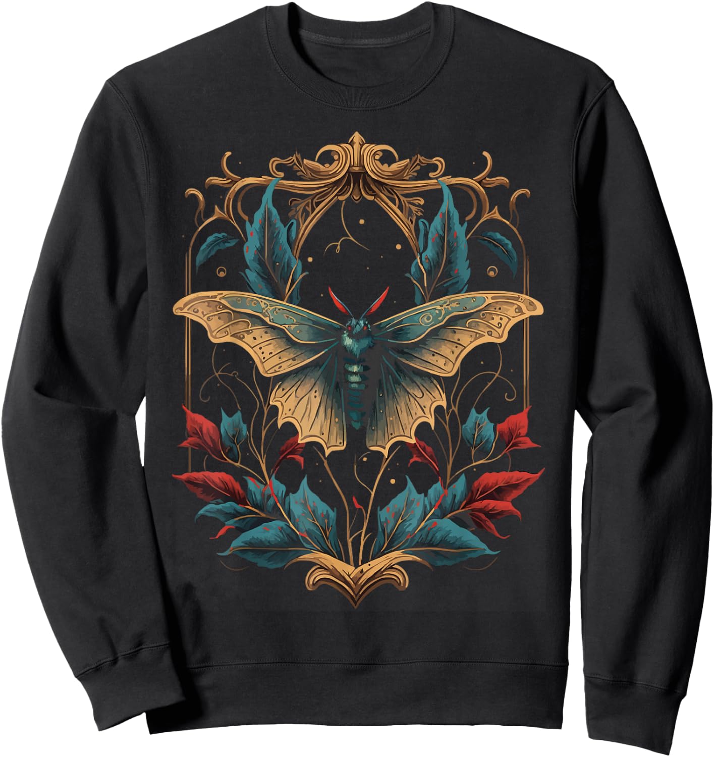 Gothic Moth Witchcore Aesthetic Witchcraft Occult Sweatshirt - Sweatshirt | Black