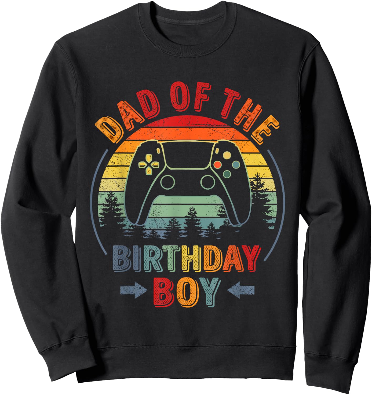 Dad of the Birthday Boy Vintage Matching Gamer Birthday Sweatshirt - Sweatshirt | Black
