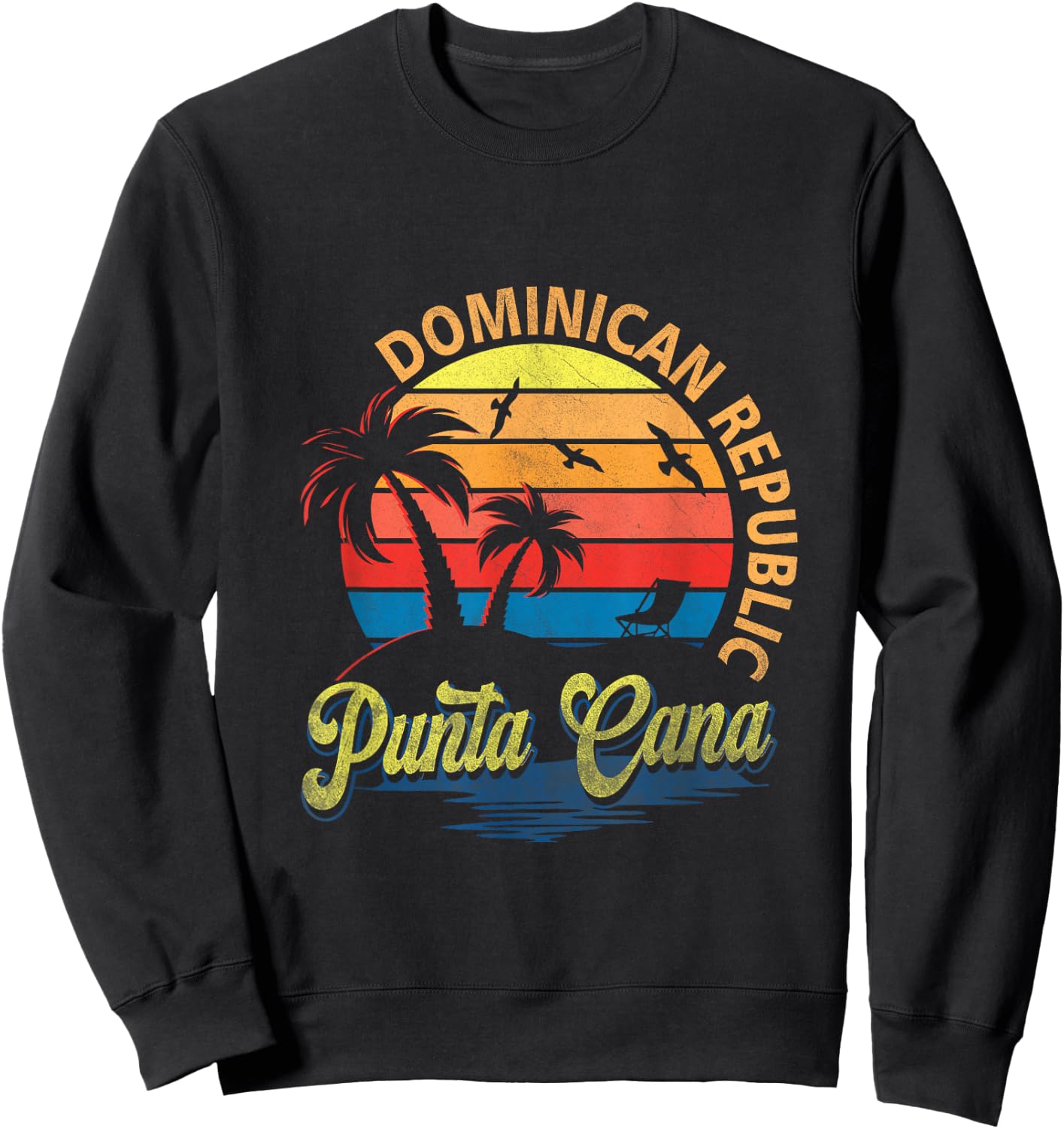 Sunset Punta Cana Beach Souvenir Dominican Republic Retro Sweatshirt - Sweatshirt | Black