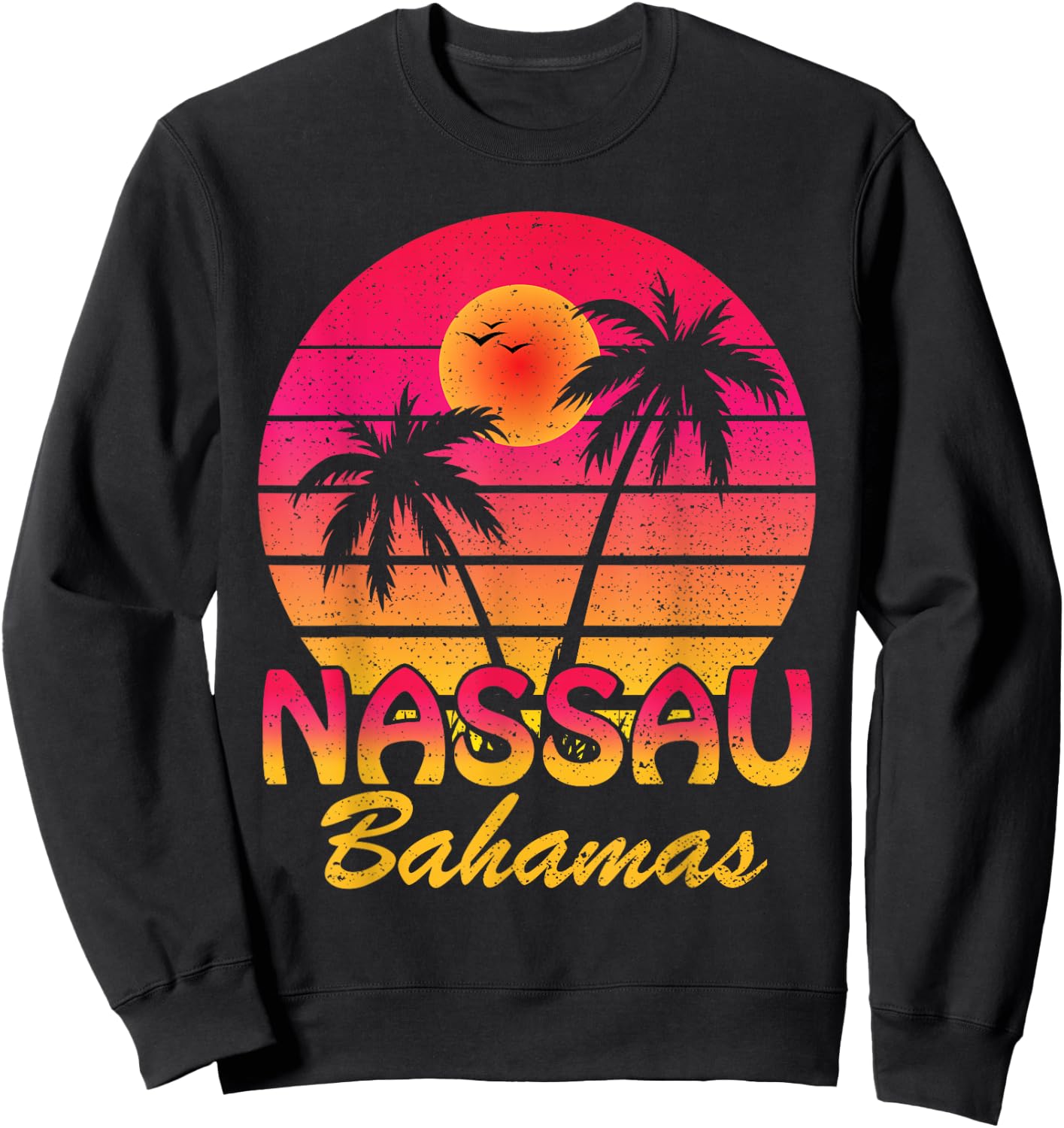 Nassau Bahamas Beach Retro Summer Vibes Family Vacation Sweatshirt - Sweatshirt | Black