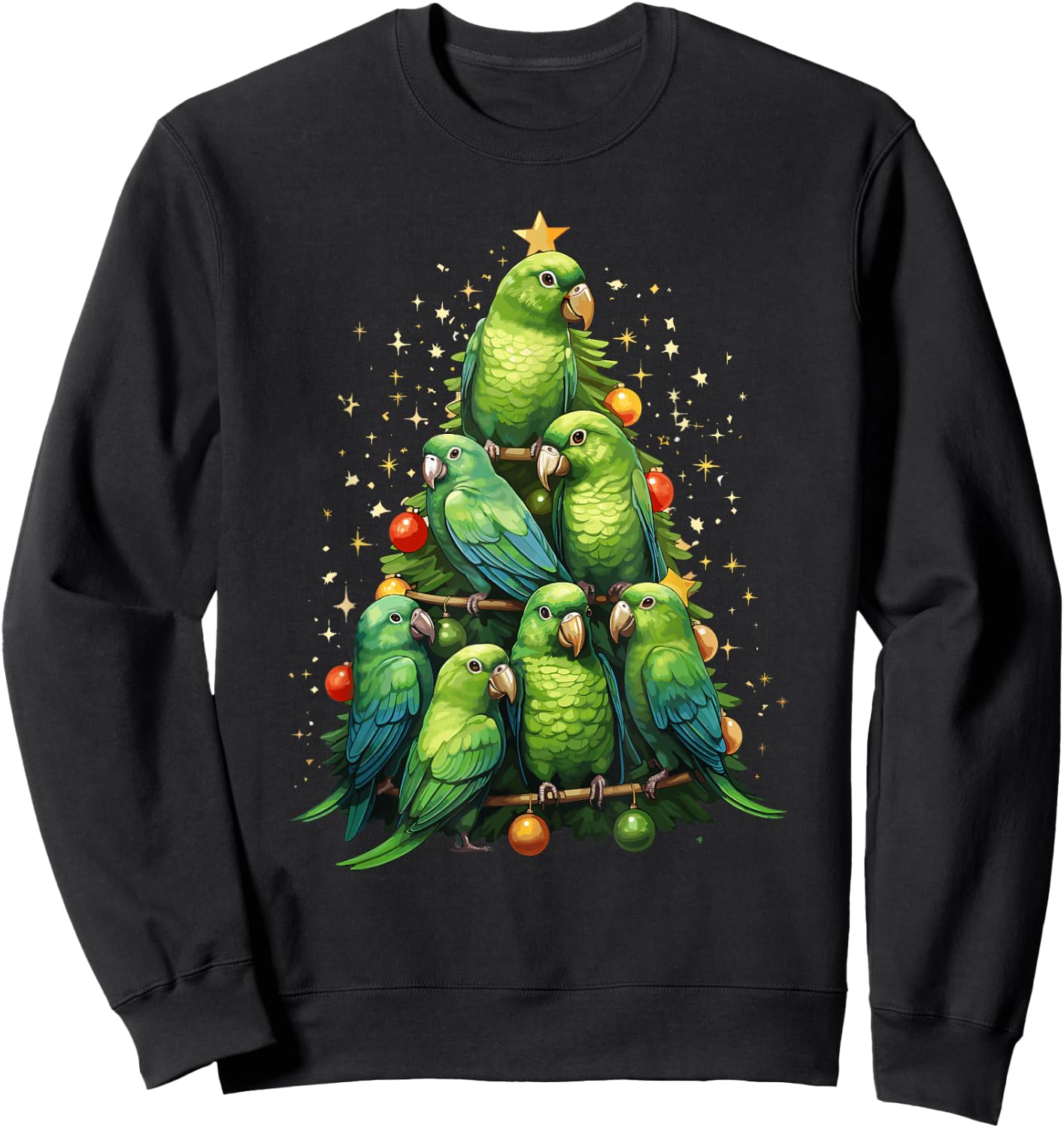 Green Cheek Conure Christmas Tree Ornament Parrot Bird Sweatshirt - Sweatshirt | Black