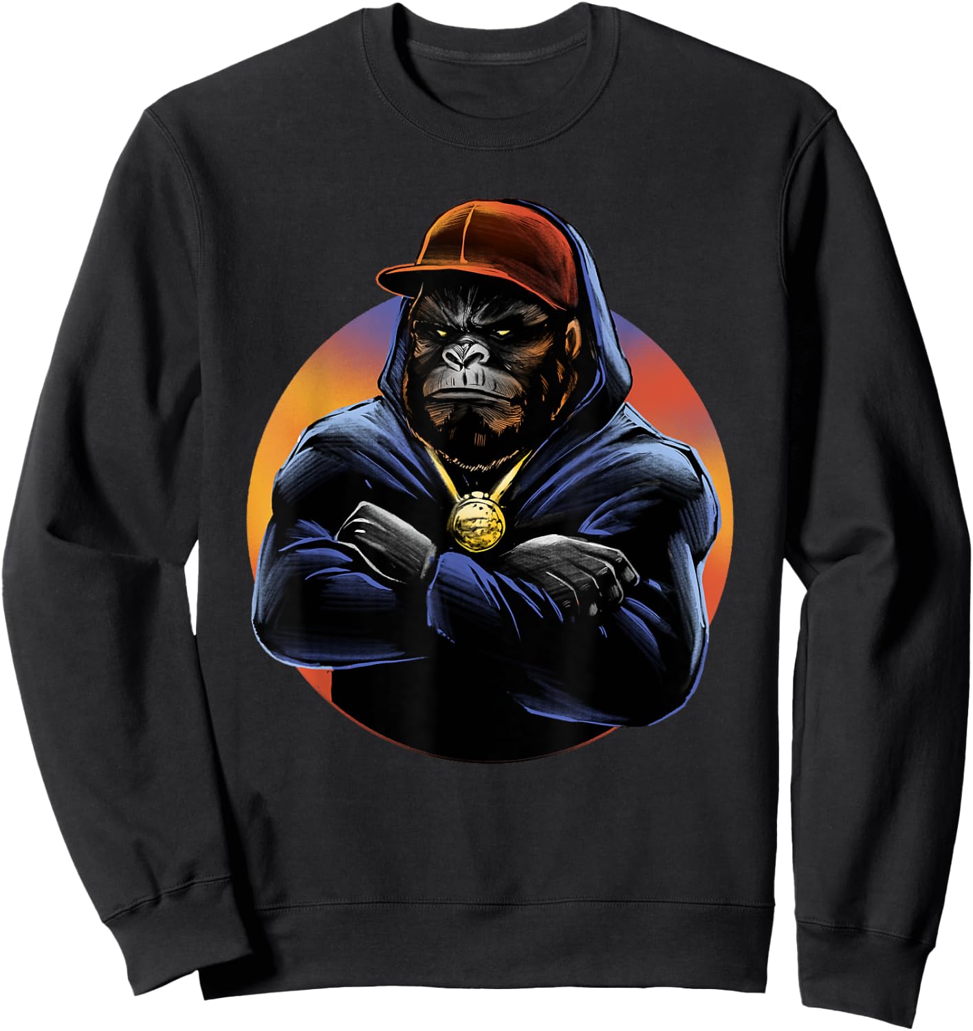 Hip Hop Orangutan street life Monkey Graphic Sweatshirt - Sweatshirt | Black