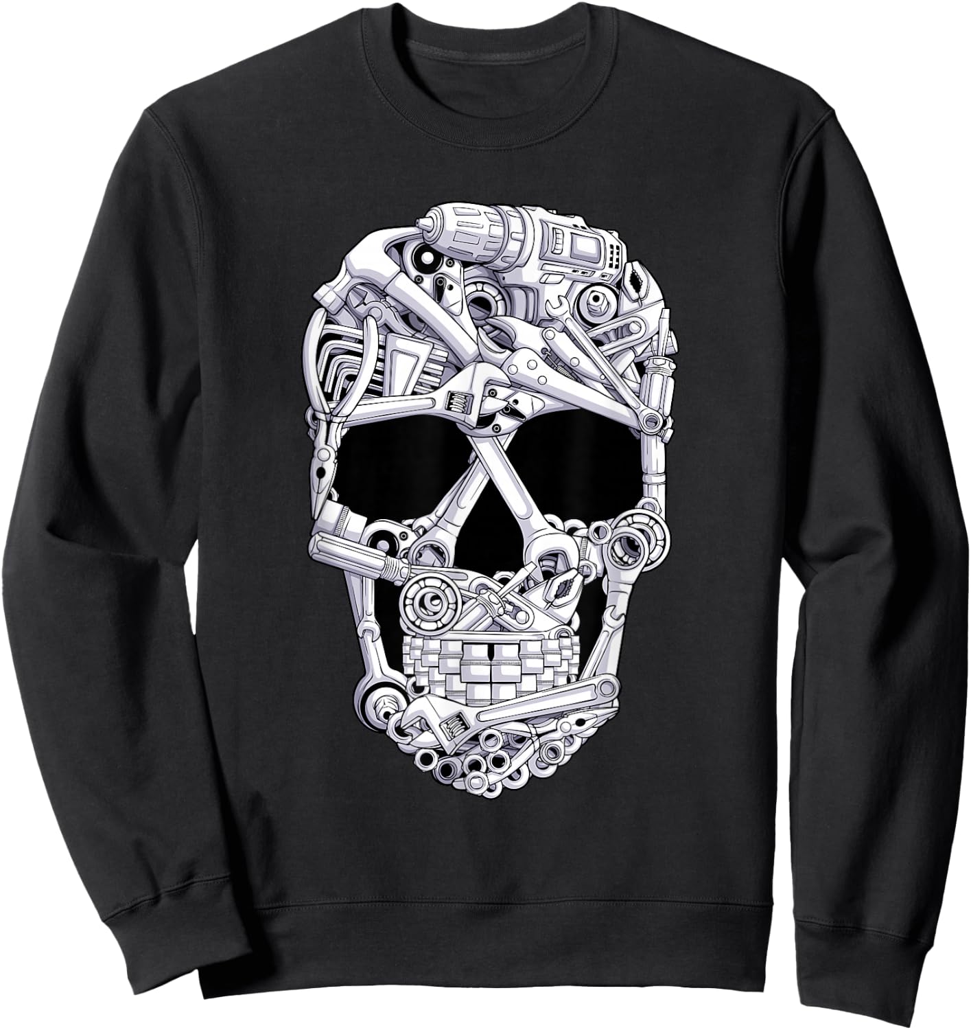 car Mechanic Tools Skull Garage Halloween Costume Skeleton Sweatshirt - Sweatshirt | Black
