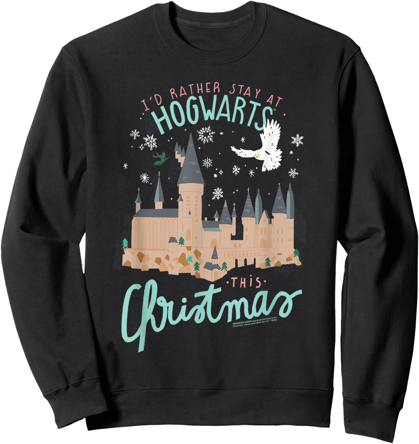 Harry Potter I'd Rather Stay At Hogwarts This Christmas Sweatshirt - Sweatshirt | Black