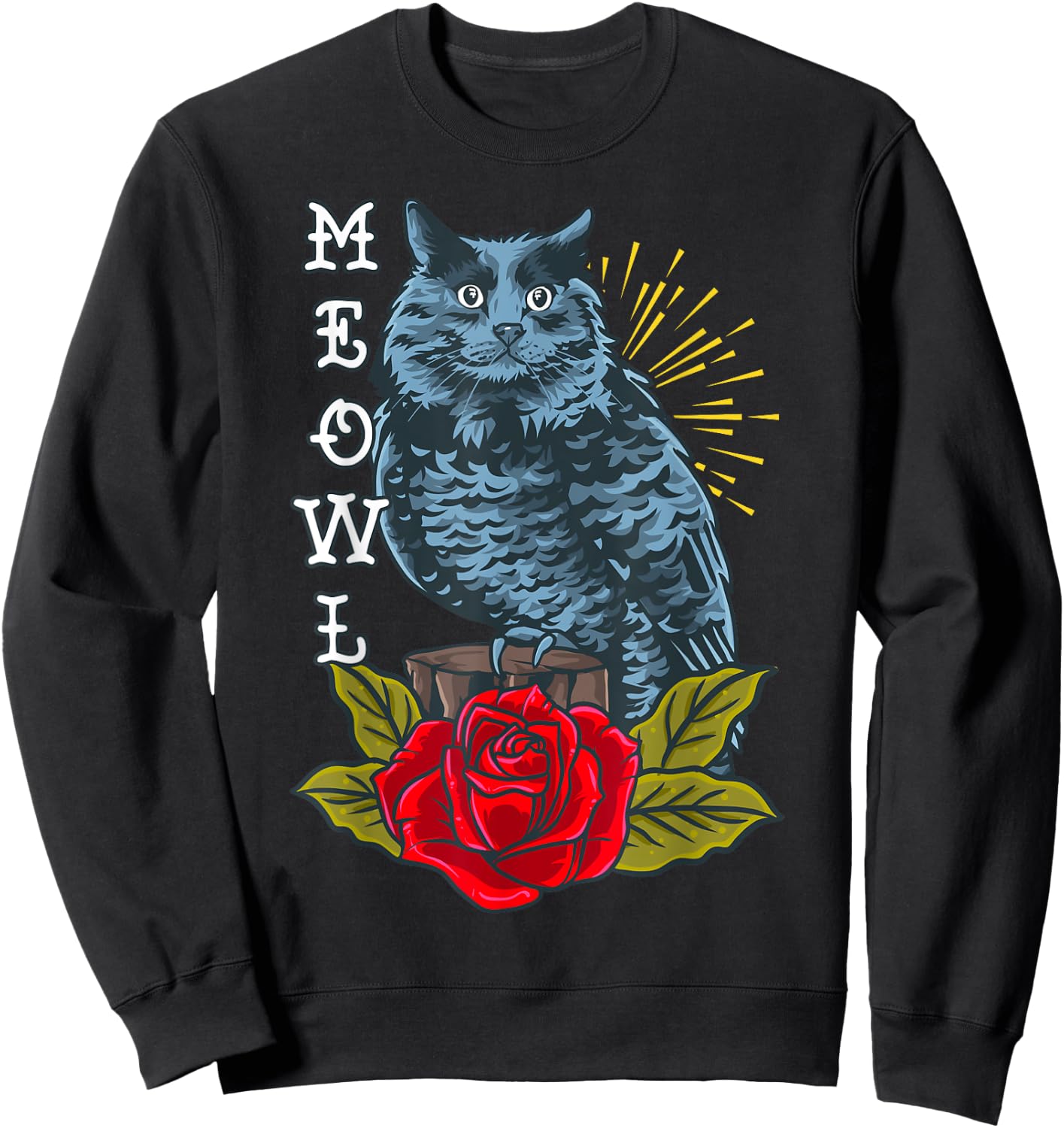 Meowl Cat and Owl Aesthetic Hybrid Animal Women Girls Kids Sweatshirt - Sweatshirt | Black
