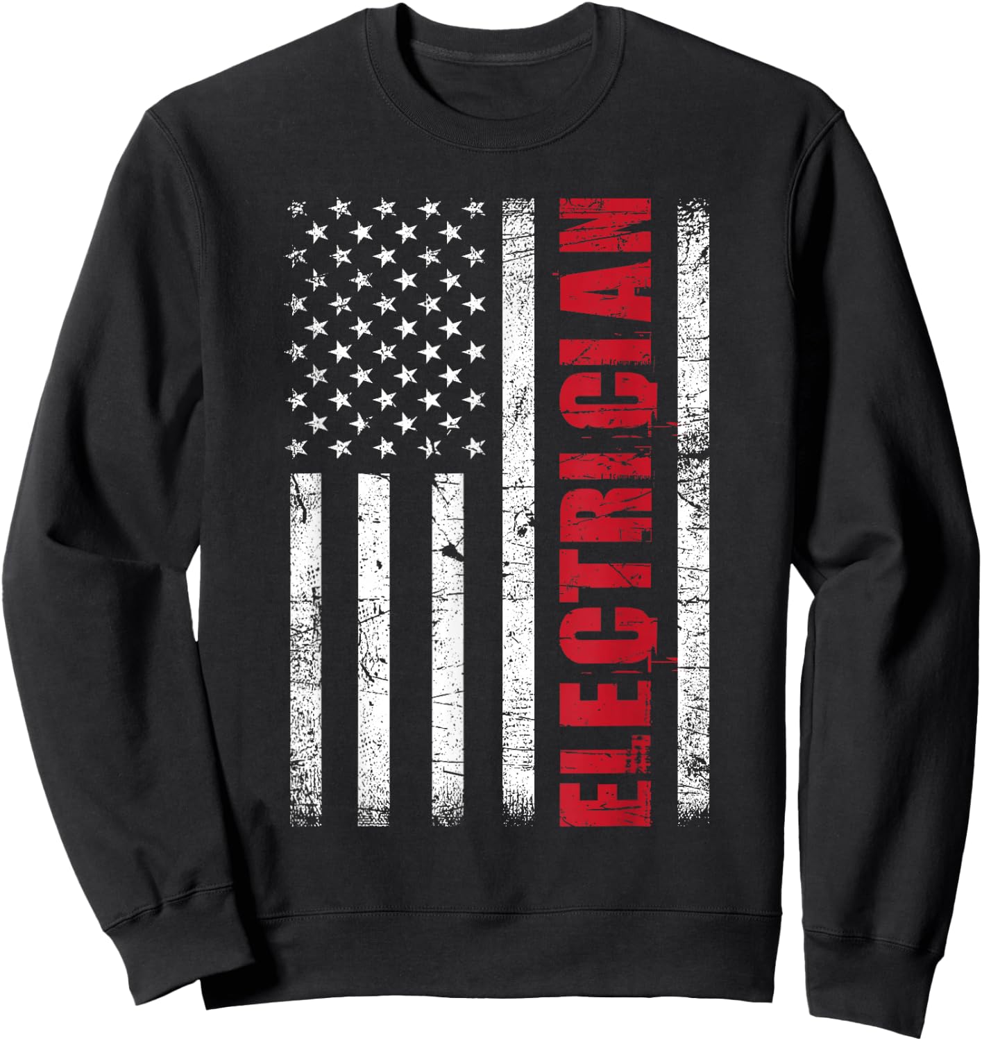 Electrician - USA Flag Lineman Electrical Worker Repairmen Sweatshirt - Sweatshirt | Black
