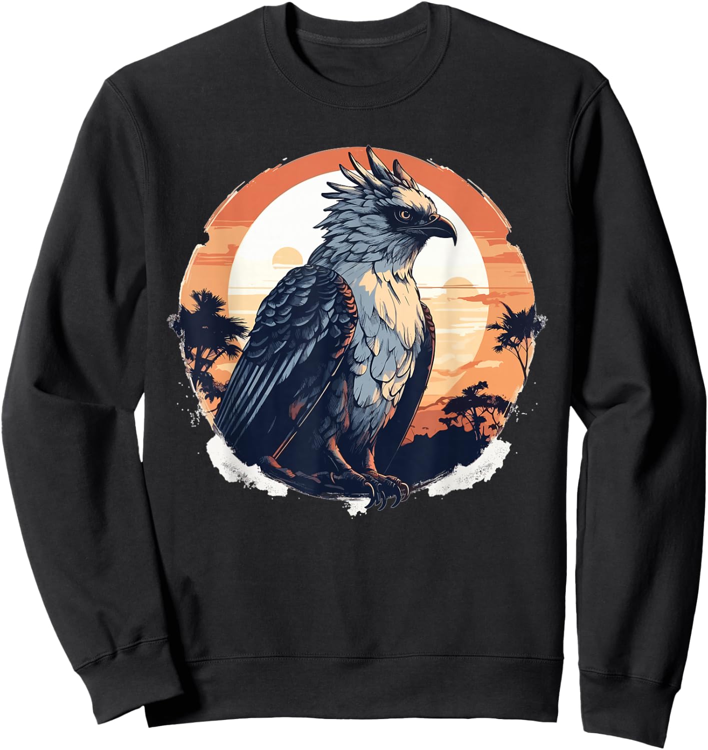 Harpy Eagle - VINTAGE Illustration Graphic Sweatshirt - Sweatshirt | Black