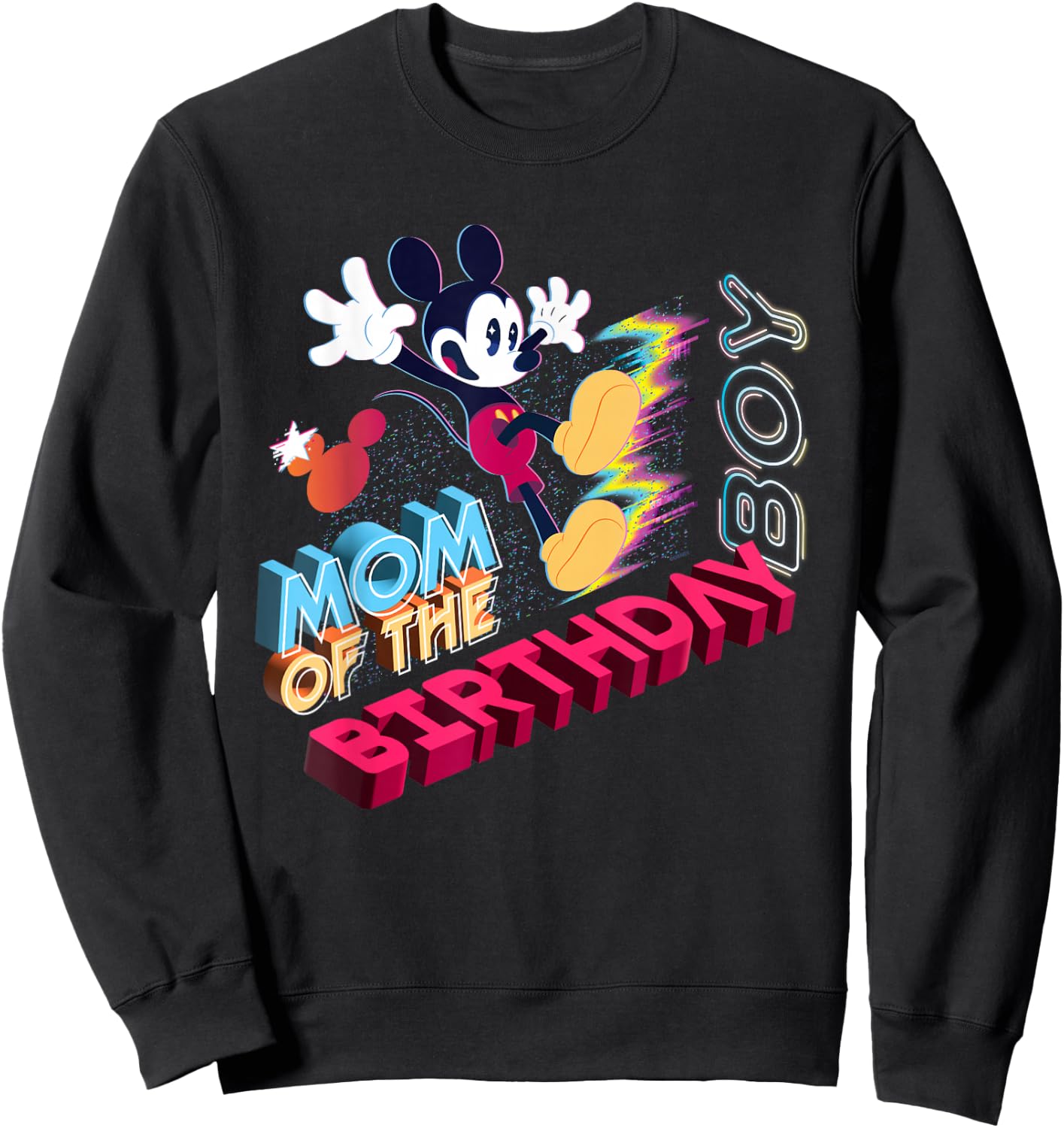 Disney Mickey Mouse Family Star Mom of The Birthday Boy Sweatshirt - Sweatshirt | Black