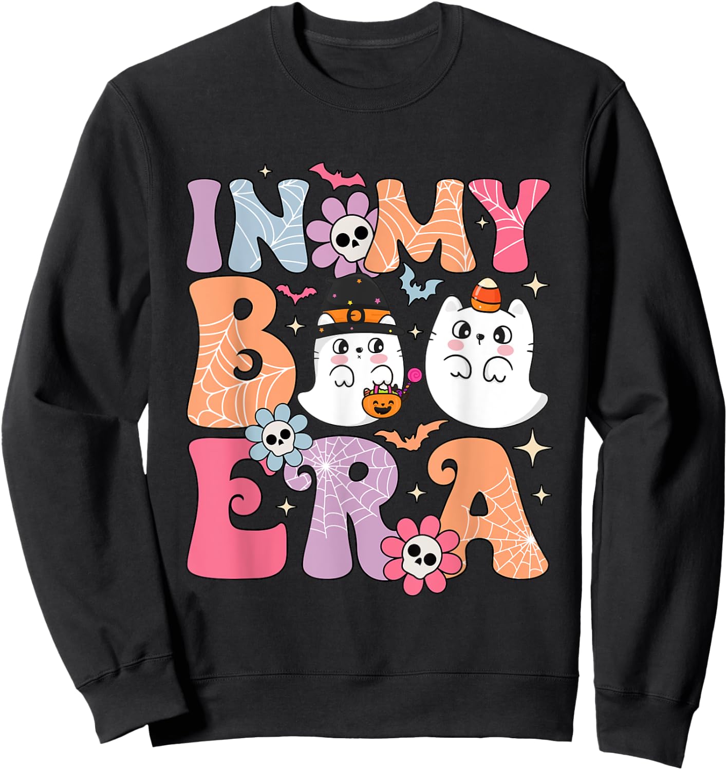 In My Boo Era Retro Cute Little Ghost Boo Halloween Costume Sweatshirt - Sweatshirt | Black