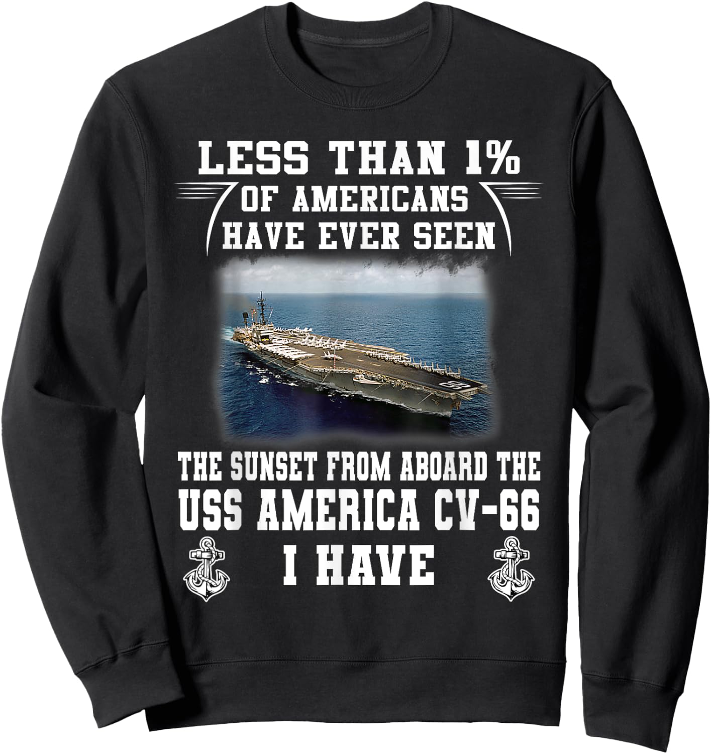 USS America CV-66 Aircraft Carrier Sweatshirt - Sweatshirt | Black