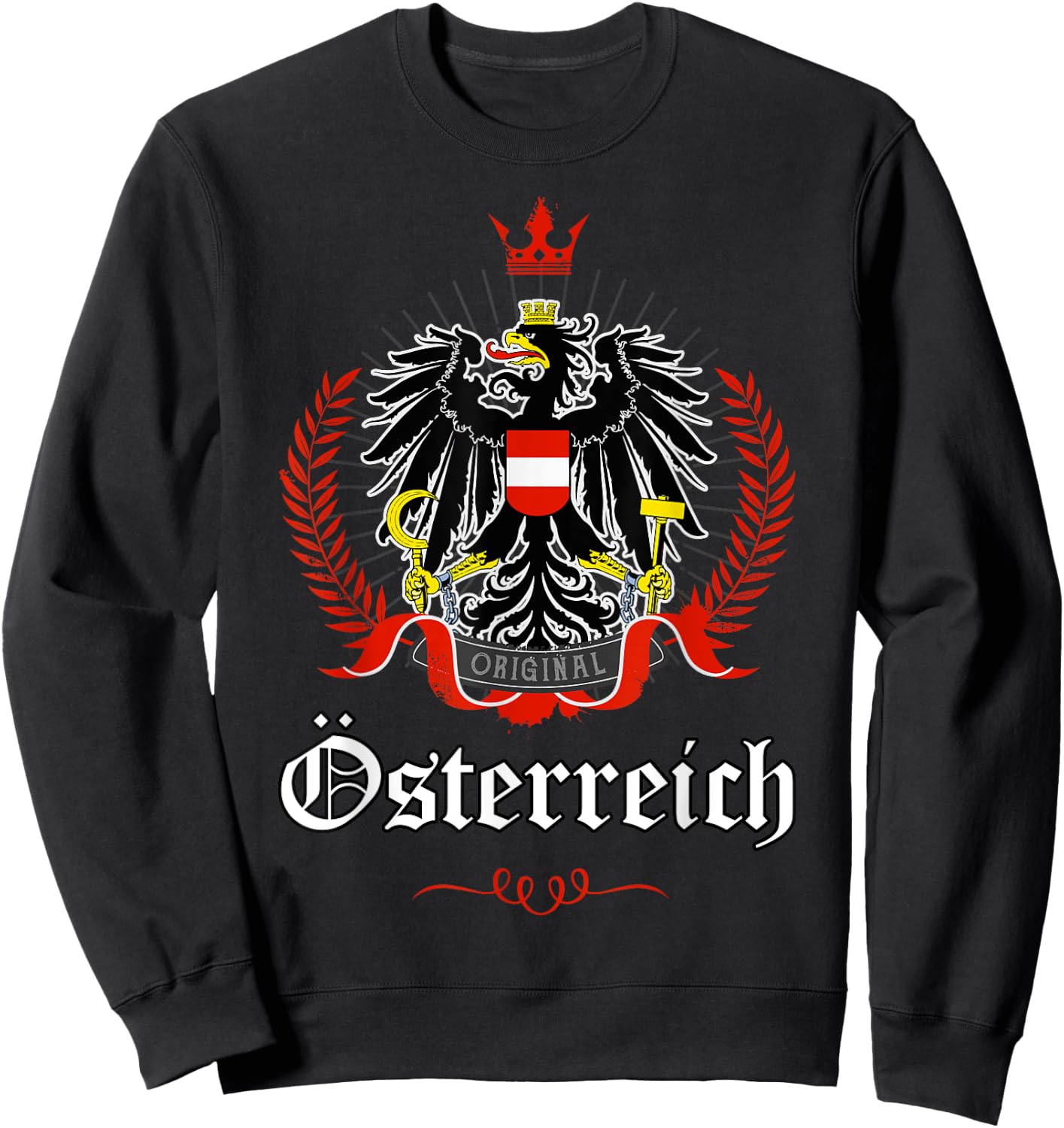 sterreich Adler Bekleidung Austria Eagle Coat of Arms - -Adults & Kids - Black - Small - Short Sleeve - - Retro-Modern - Sports - Football Sweatshirt - Sweatshirt | Black