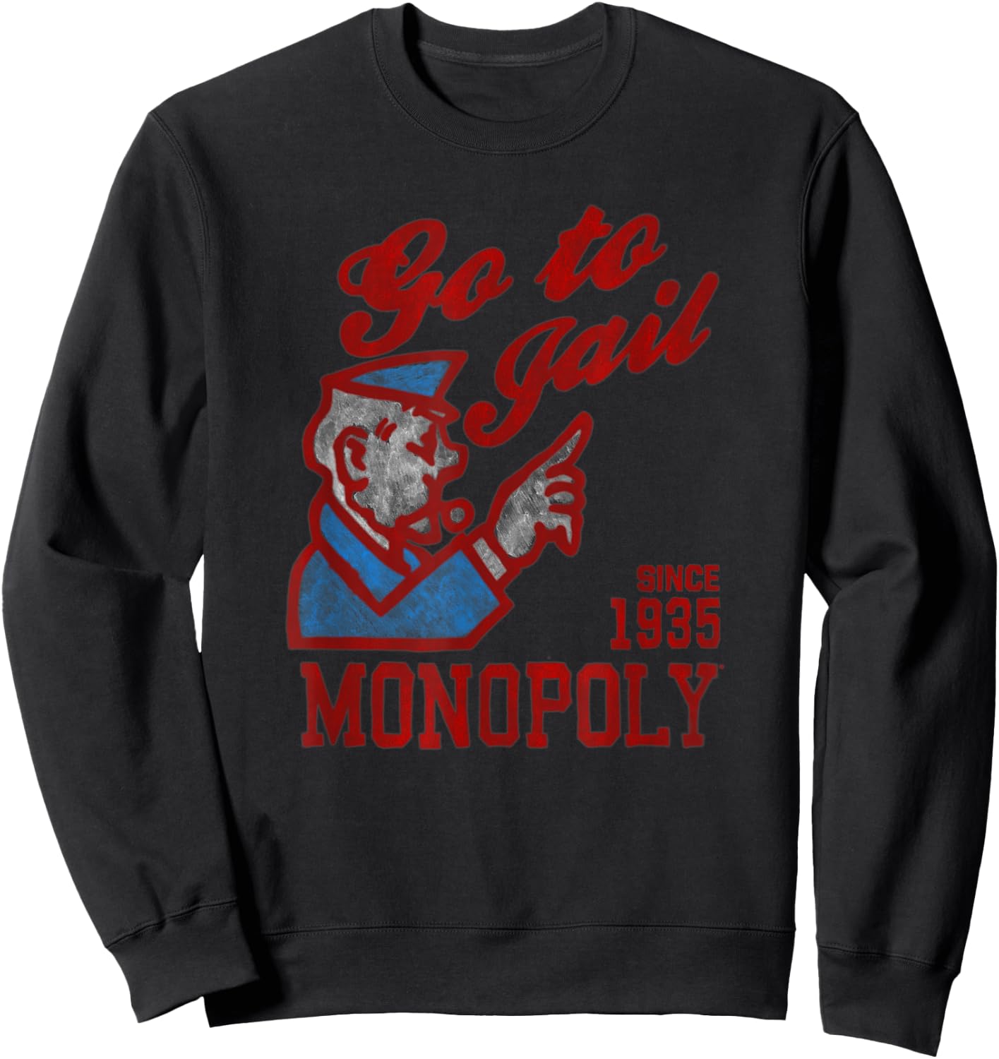 Monopoly Since 1935 Go To Jail Distressed Icon Poster Sweatshirt - Sweatshirt | Black