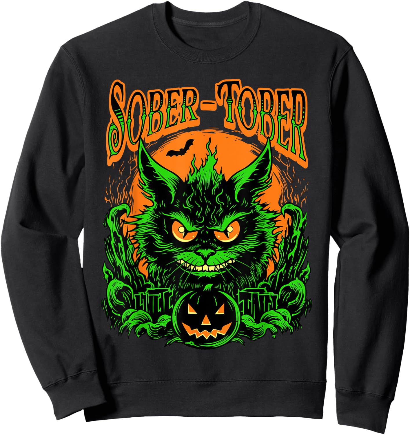 Sober Tober Sobriety Stop Drinking October Sobor Halloween Sweatshirt - Sweatshirt | Black