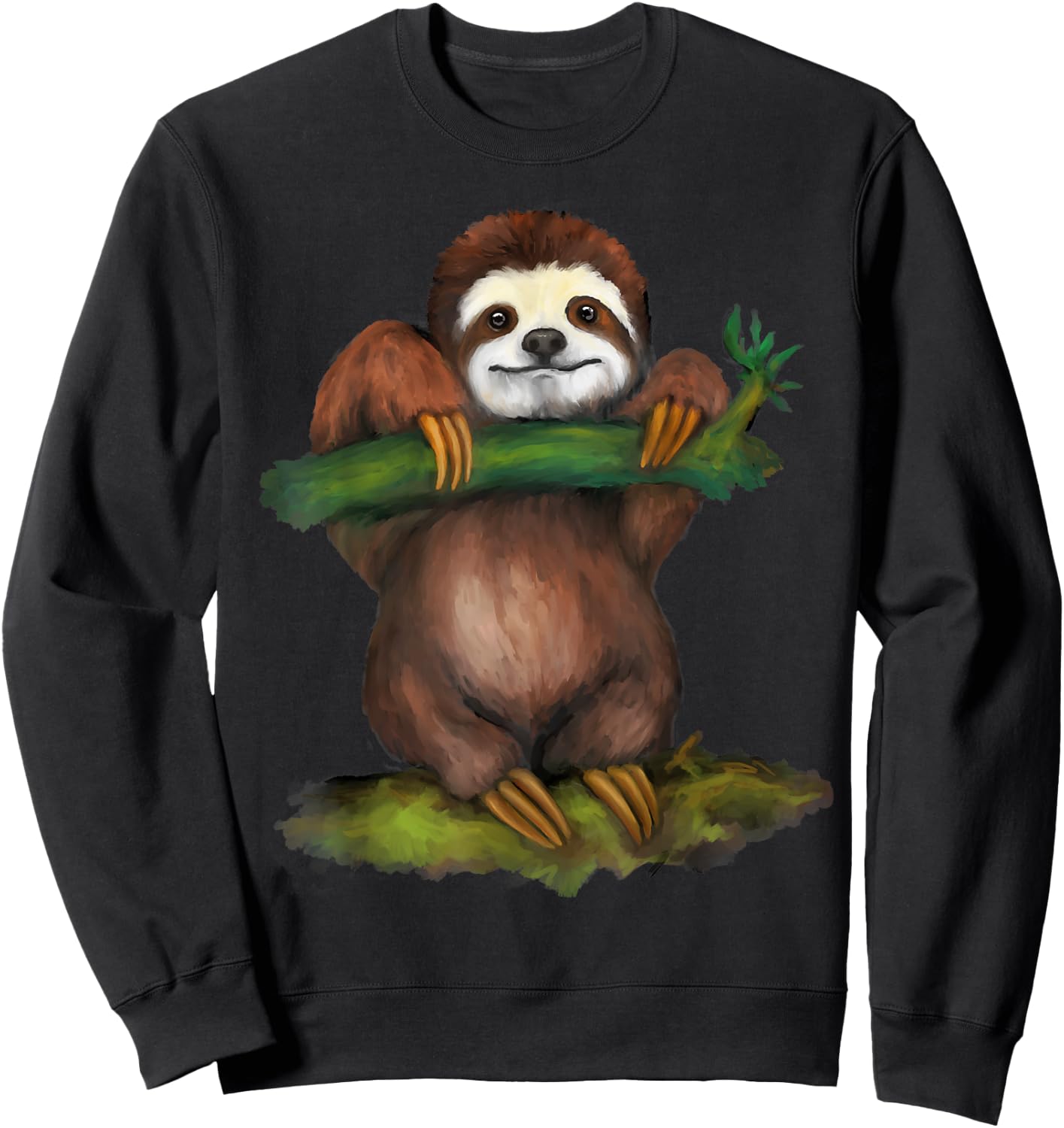 Sloth Art Funny Arboreal Animal Lovers Outfit Men Women Kids Sweatshirt - Sweatshirt | Black