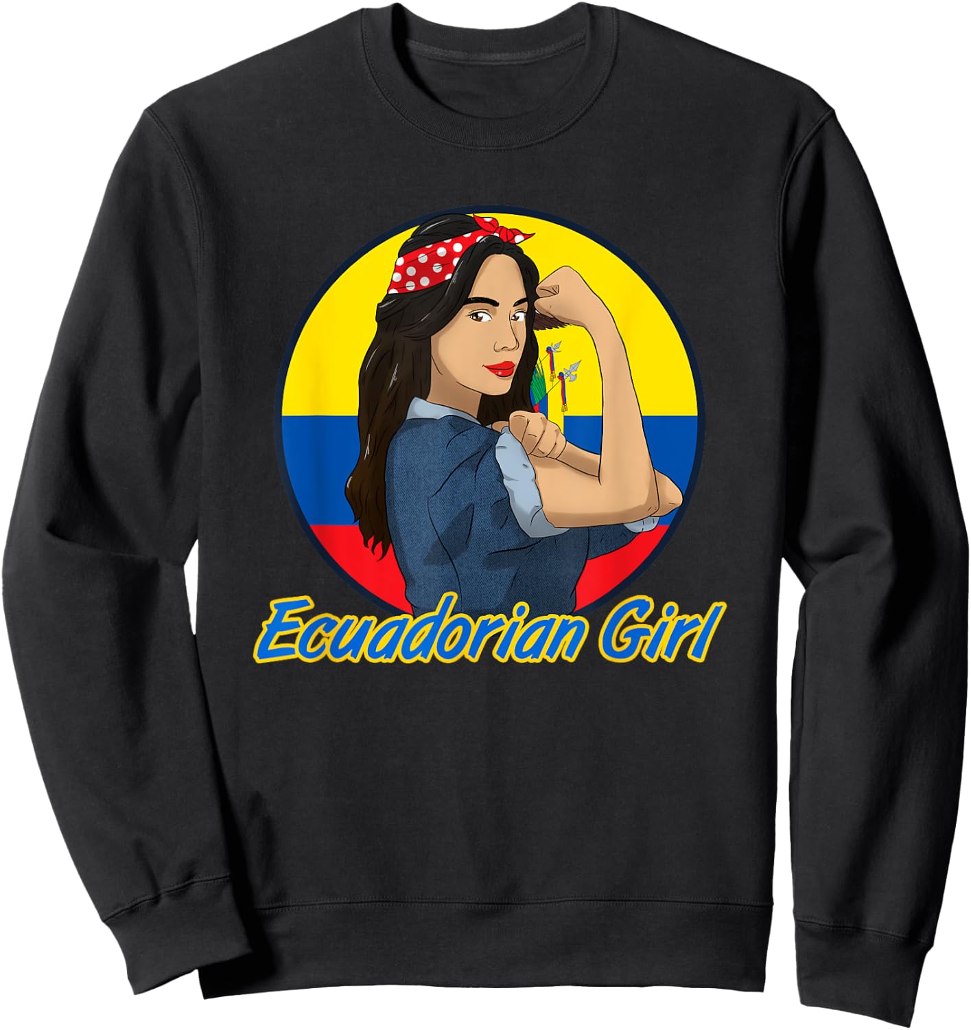 Ecuador Proud Ecuadorian Flag Hispanic Girl Woman Sweatshirt - Sweatshirt | Black