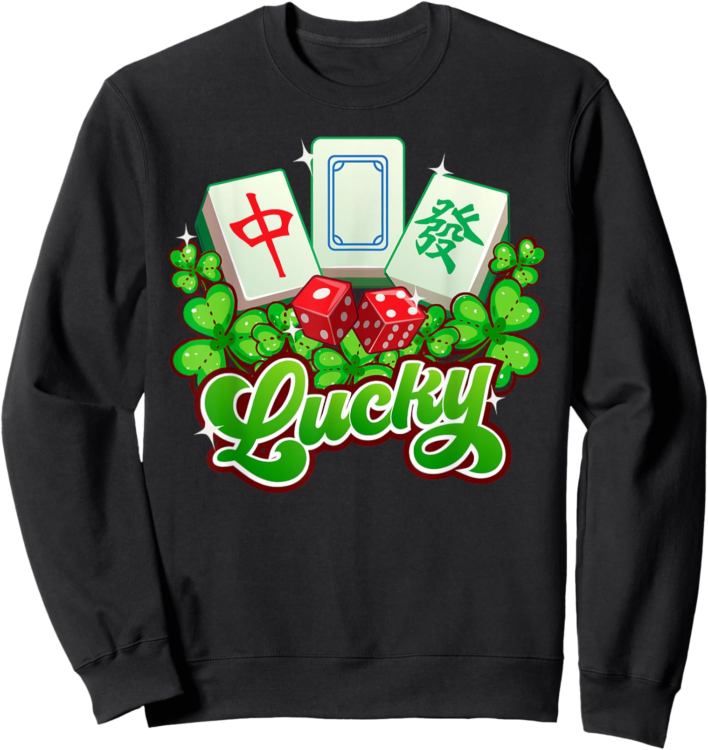 Lucky Mahjong Good Luck Mah Jongg Sweatshirt - Sweatshirt | Black